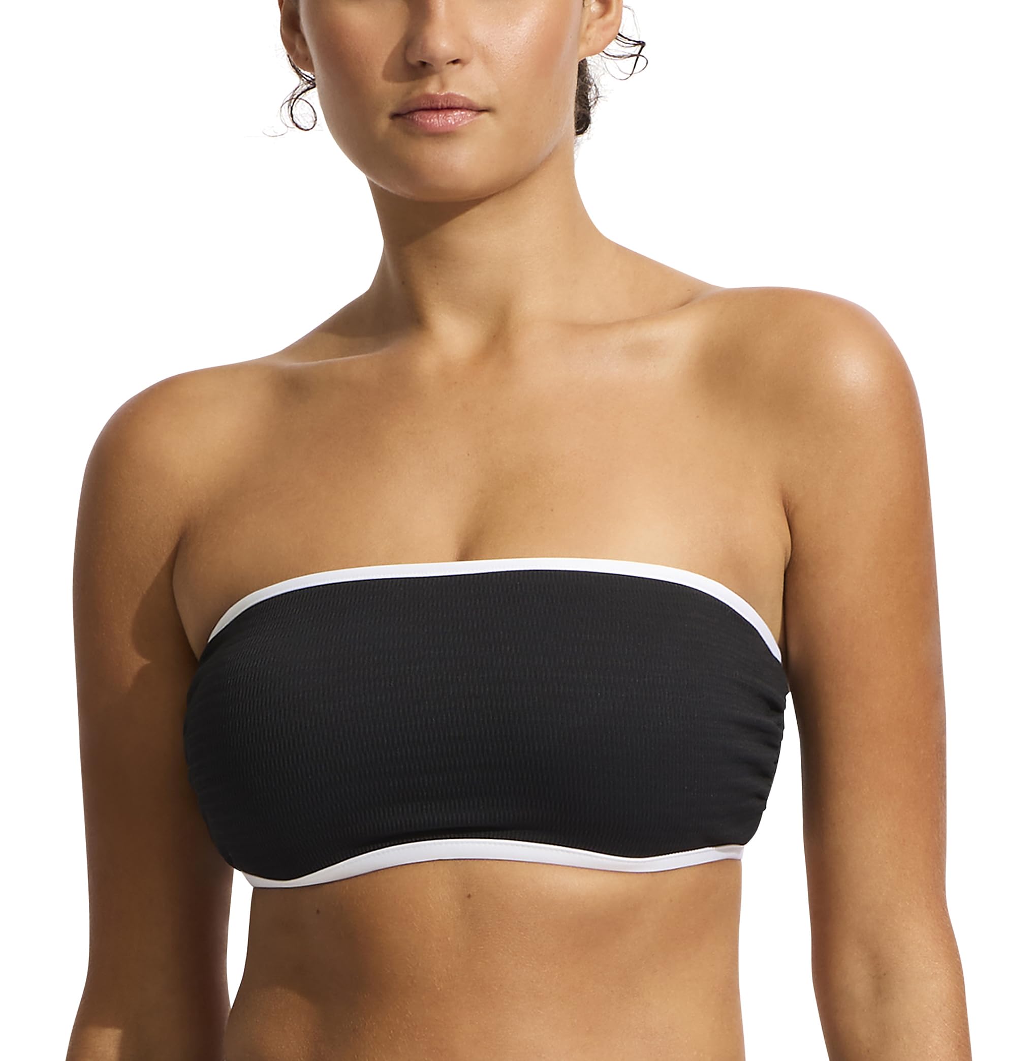 Seafolly Women's DD Cup Bandeau Bikini Top with Adjustable Straps - Supportive Swimwear for Beach, Pool & Summer Vacations