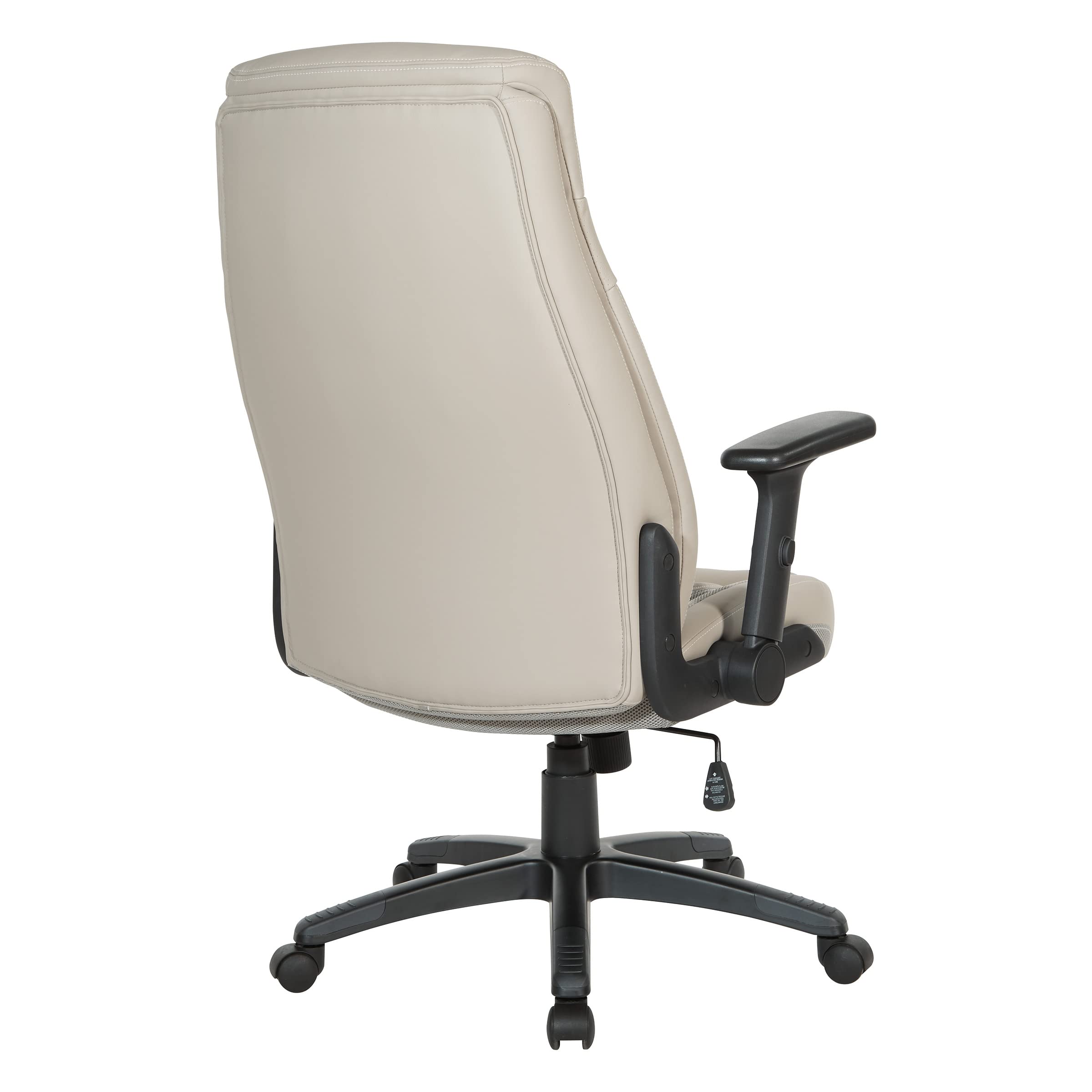 Office Star Executive High Back Bonded Leather Office Chair with Thick Padded Seat & Adjustable Height - Flip Arms, Taupe - Perfect for Home Office, Conference Rooms & Executive Workspaces