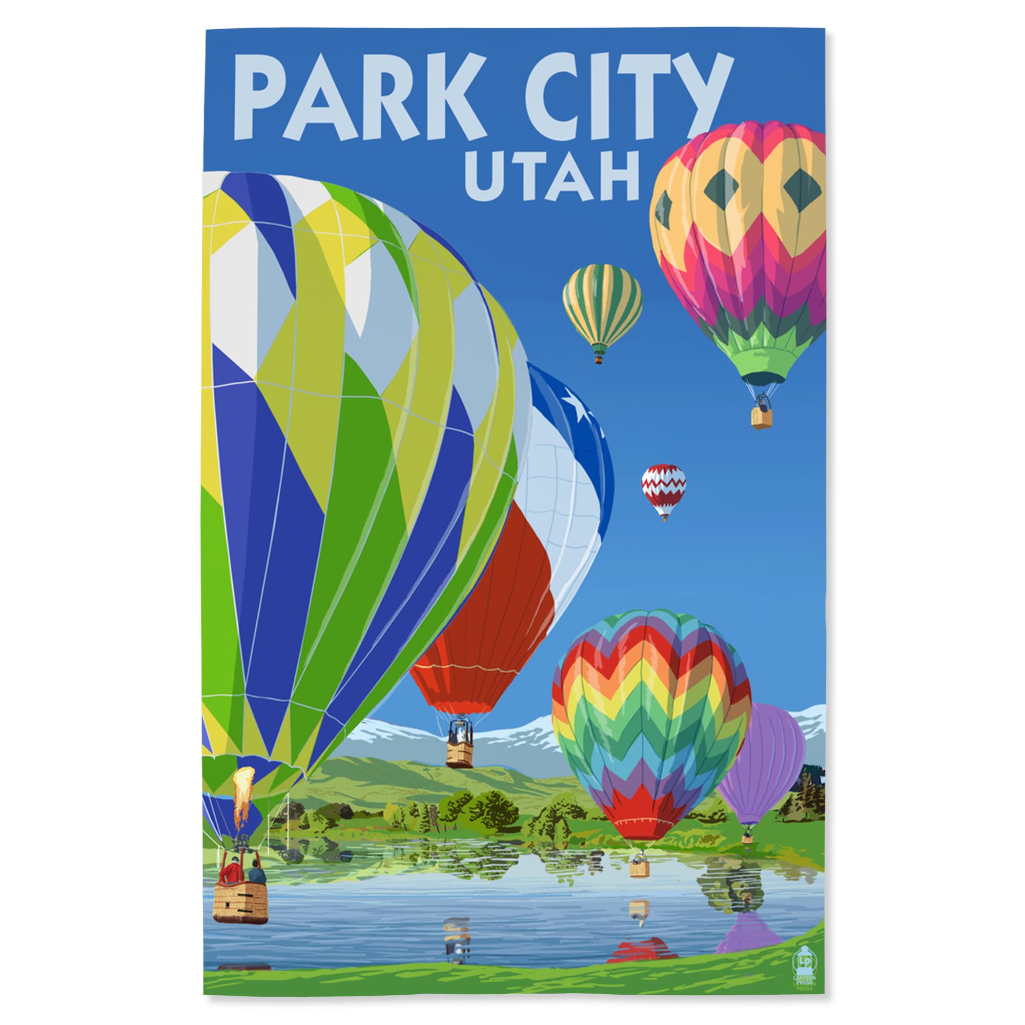 Lantern Press 16x24 Inch Giclee Print - Park City Utah Landscape Art with Colorful Hot Air Balloons - Perfect for Home Decor, Office Wall Art & Gift Ideas