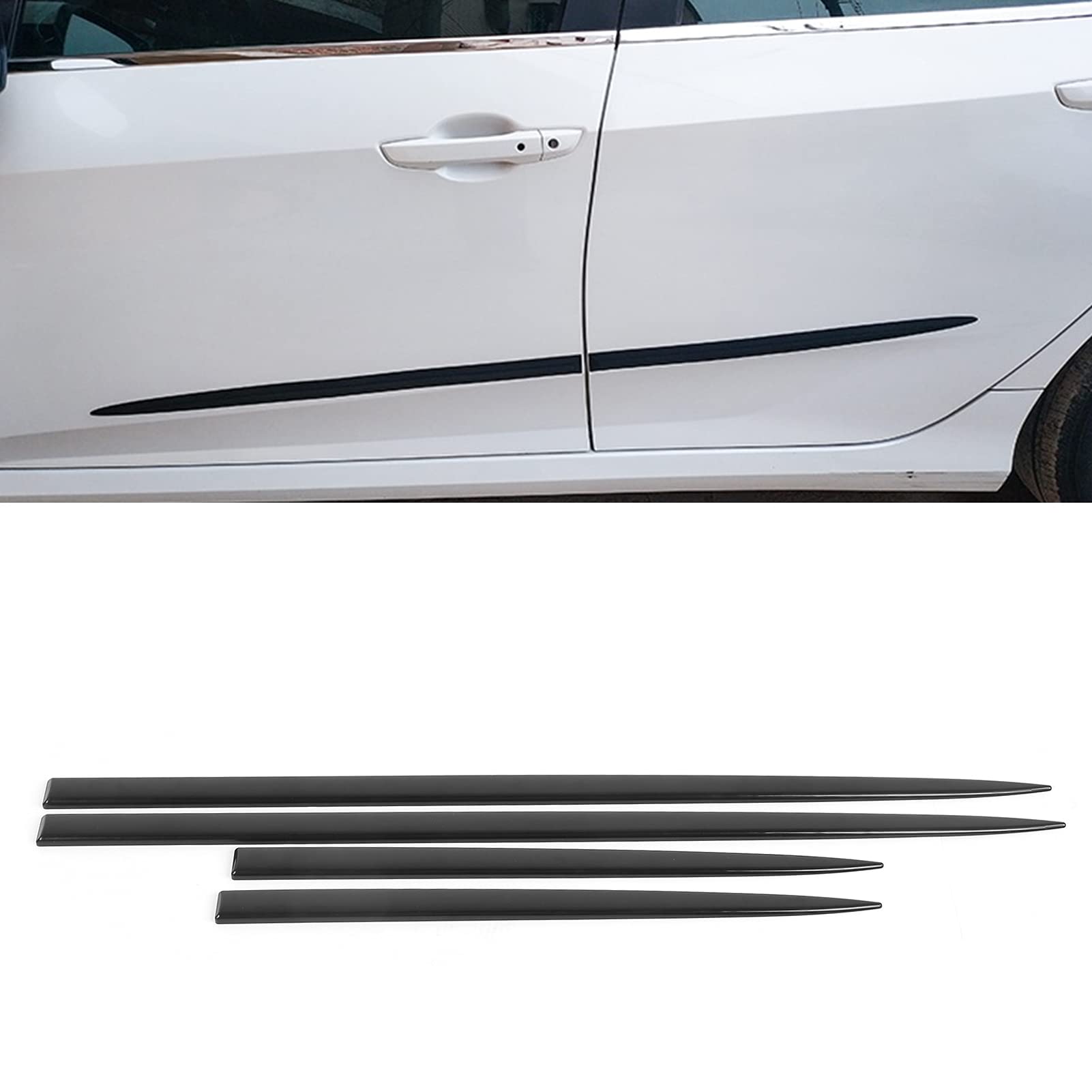 Universal Car Side Door Molding Trim Cover - 4PCS Waterproof Black Body Side Trim Protector | Baffles, Guard Strips & Friction Strips for Auto Modification | Perfect for Sedans, SUVs and Trucks to Prevent Door Dings & Scratches