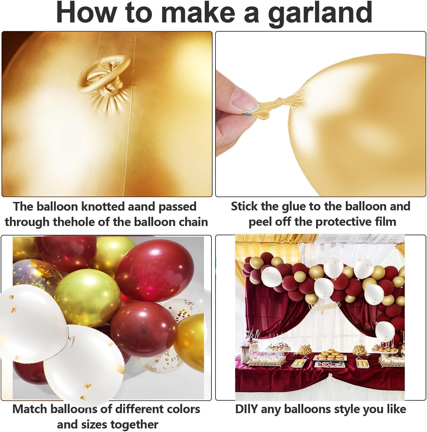 2025 Maroon & Gold Graduation Party Decorations Set - 40pcs Burgundy Gold White Balloons for ASU/FSU Graduation, Fall Weddings, Bridal Showers & Birthday Parties - Elegant Home & Event Decor