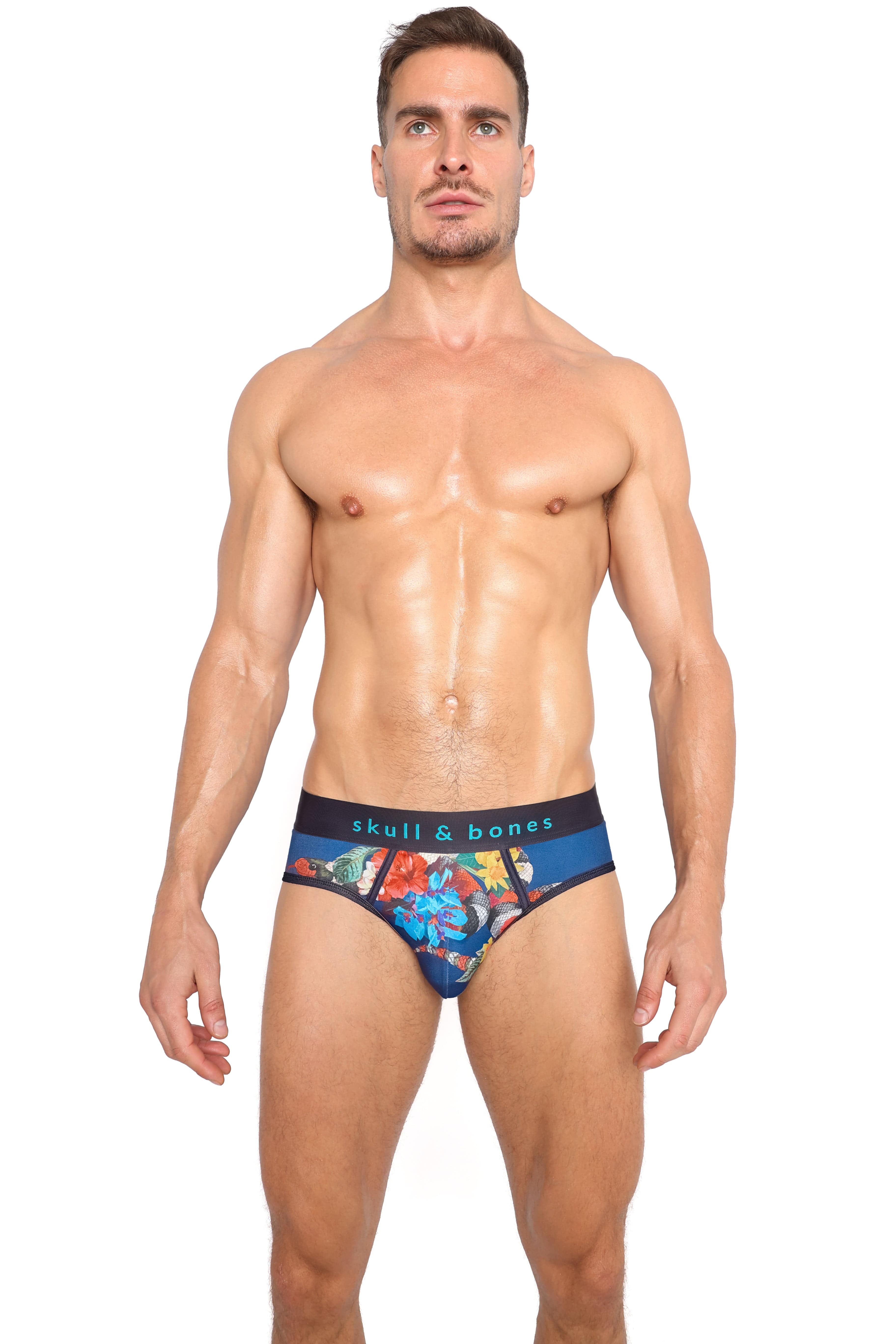 Floral Snake Print Men's Underwear - Soft Cotton Boxer Briefs for Comfort & Style - Perfect for Casual Wear, Lounge & Sleep