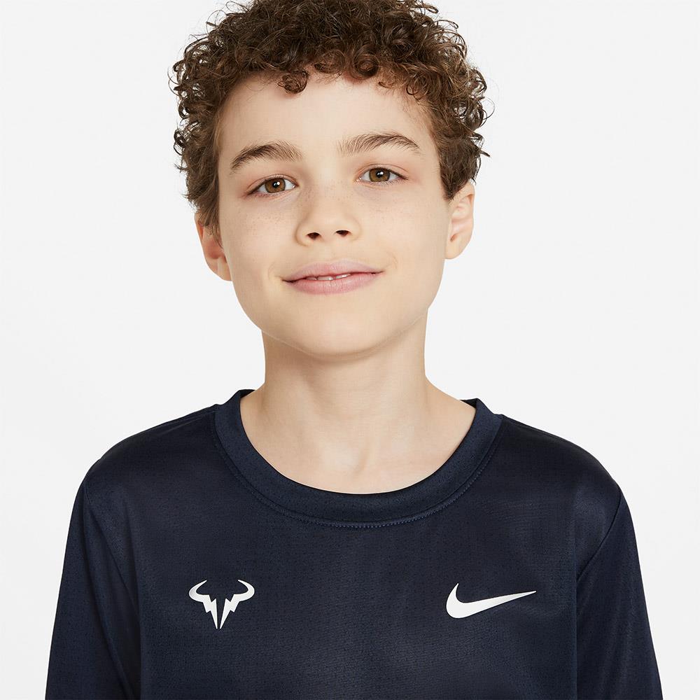 Nike Boys Rafa Tee - Short Sleeve Graphic T-Shirt for Kids in Obsidian Blue | Comfortable Cotton Shirt for Sports, School & Everyday Wear