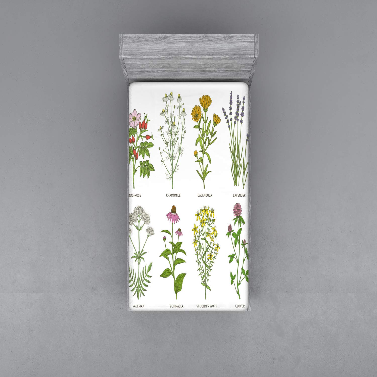 Ambesonne Herb Fitted Sheet - Natural Botanical Flowers Design with Dog-Rose, Chamomile, Calendula & Lavender - Deep Pocket Elastic Twin XL Bed Sheet Set - Perfect for Guest Rooms, Dorm Decor & Cozy Bedroom Makeovers