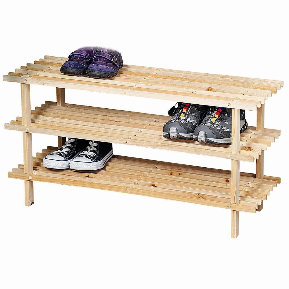 3-Tier Natural Wood Shoe Rack for Entryway, Closet & Mudroom Organization - Space Saving Shoe Storage Shelf for Home, Apartment & Dorm