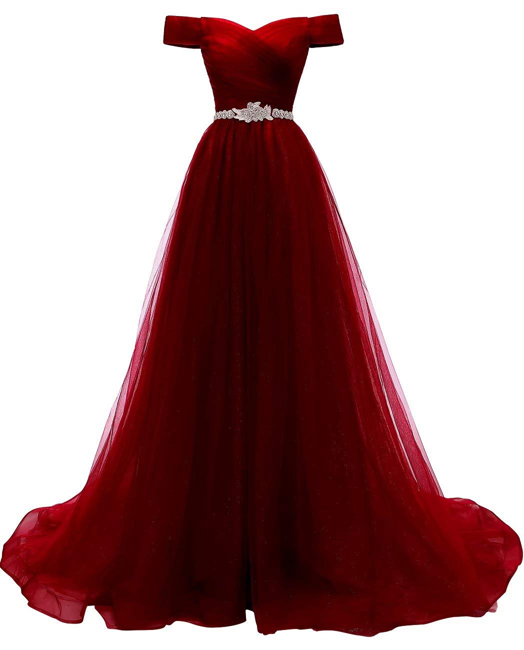 Elegant Off Shoulder A-Line Tulle Prom Dress for Women - Formal Evening Ball Gown for Homecoming, Wedding, and Special Occasions