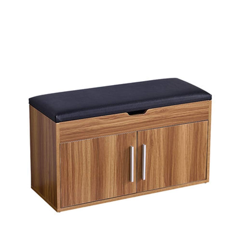 XingKunBMshop Rustic Entryway Storage Bench with Cushioned Seat - 2-Door Shoe Cabinet, Hallway Organizer & Accent Furniture for Living Room, Bedroom or Foyer - Perfect for Entryway Storage, Shoe Organization & Extra Seating