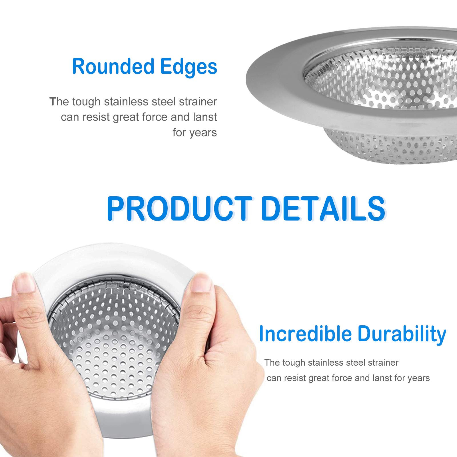 4PCS Stainless Steel Sink Strainer Set - Hair Stopper for Bathtub & Kitchen Drain, Anti-Clog Sink Strainers (2