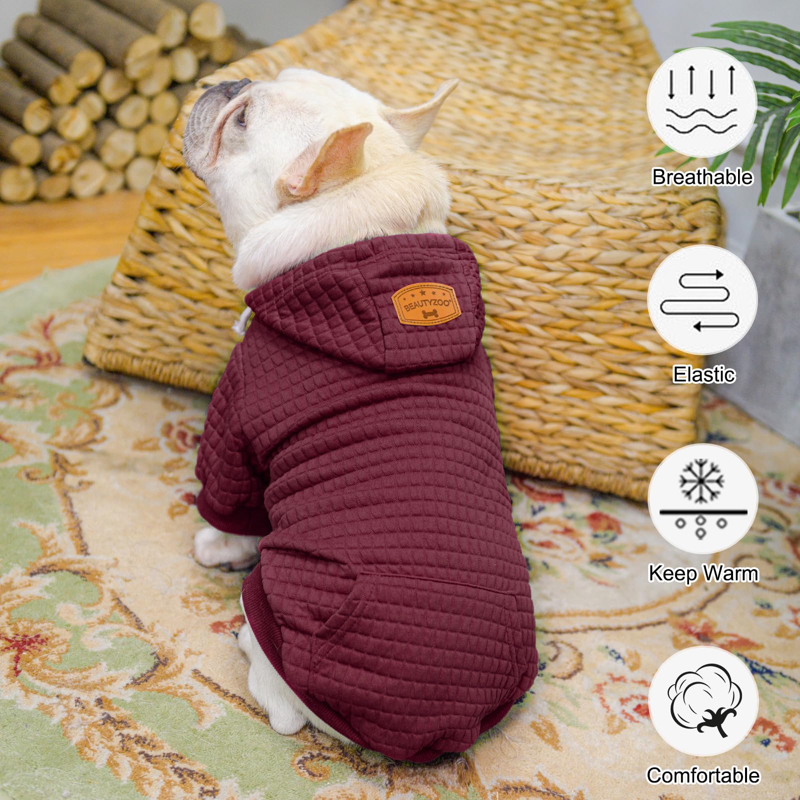 BEAUTYZOO Dog Hoodie for Small Medium Large Dogs - Warm Winter Fall Dog Sweater with Pocket for Puppies, Bulldogs, Pitbulls & Cats - Cozy Pet Clothing for Boys & Girls (Ideal for Outdoor Walks & Indoor Comfort)