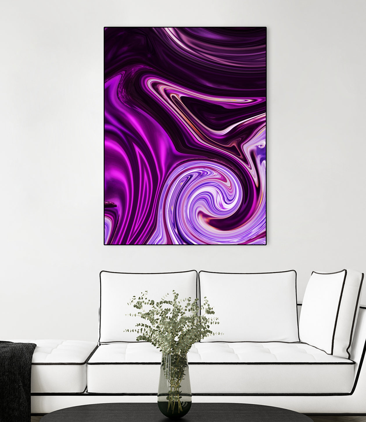 Abstract Waves Wall Art - Modern Ocean Themed Canvas Painting for Home & Office Decor - Perfect for Living Room, Bedroom, or Workspace