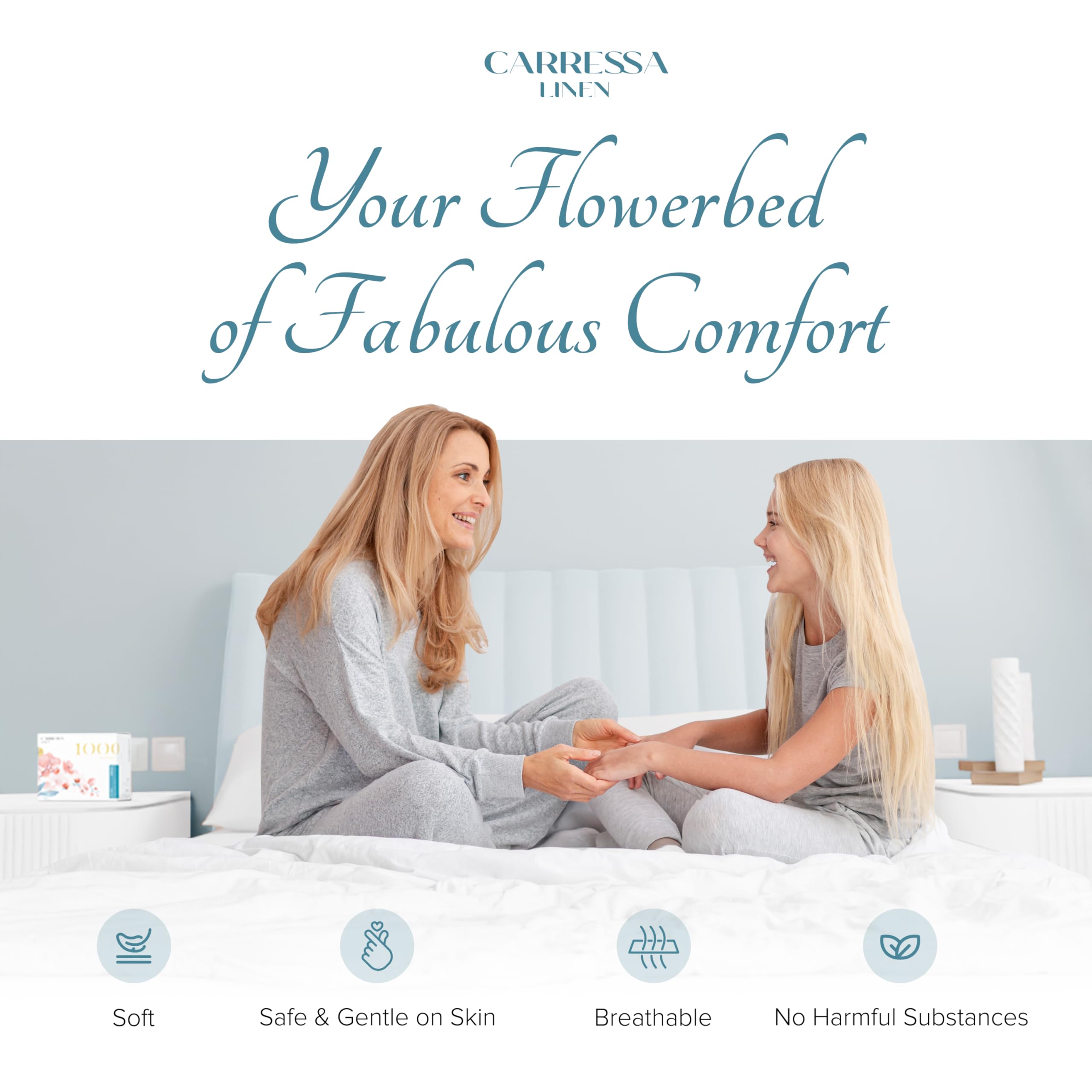 Luxury 1000 Thread Count Egyptian Cotton Sheets California King Size - 4 Piece Soft & Cooling Sateen Bed Sheet Set with Extra Long Staple for Deep Pockets (Fits up to 18