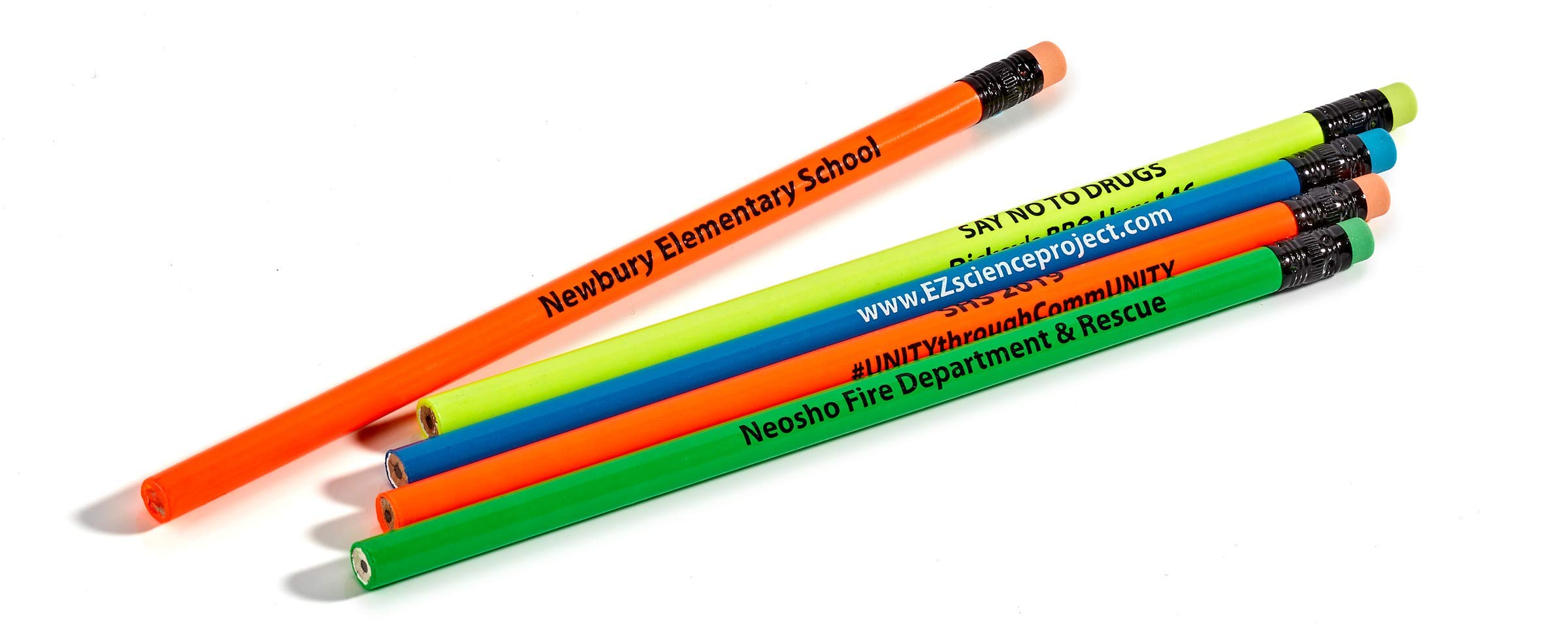 Custom Neon Round Pencils with Personalized Imprint - Bulk 1000 Pcs Box - Perfect for Promotional Giveaways, School Supplies & Office Branding