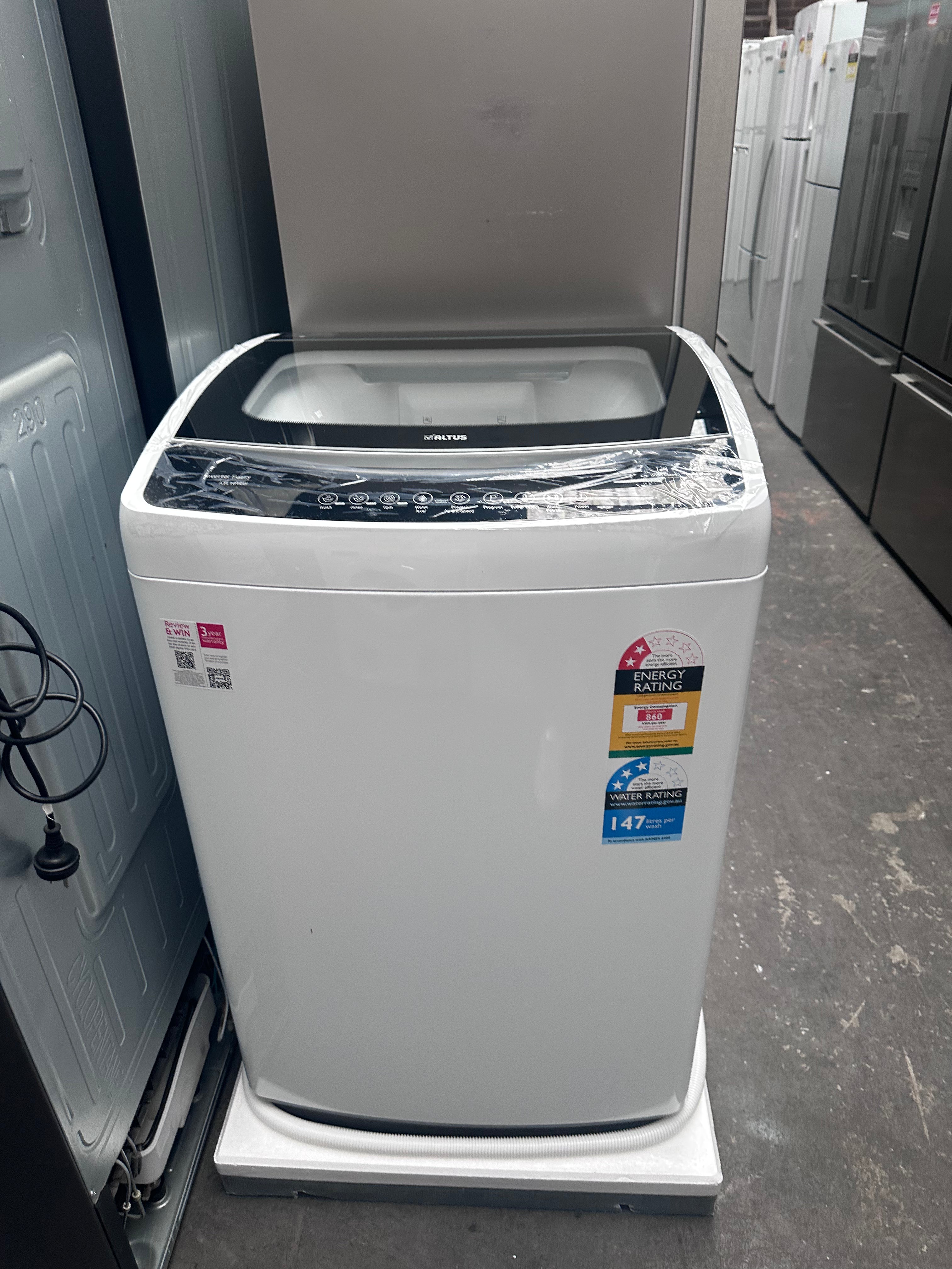 Brand New Altus 10kg Top Load Washing Machine ATL1010W with 3-Year Warranty - Perfect for Small Apartments, Laundry Rooms & Compact Spaces