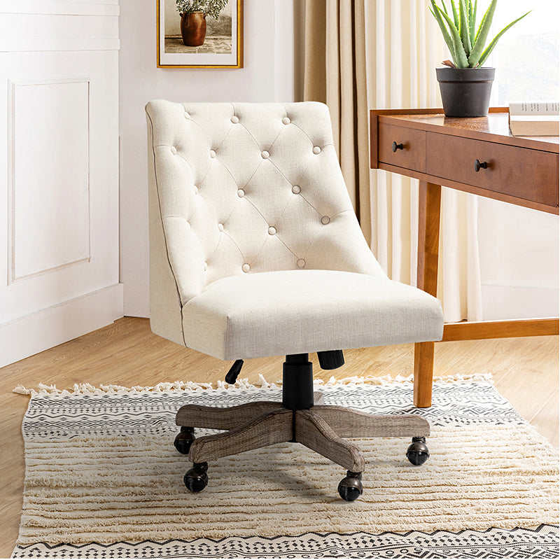 Estelle Upholstered Tufted Office Chair - Ergonomic Desk Chair with Lumbar Support for Home & Office Workspace | Comfortable Computer Chair for Long Hours Sitting