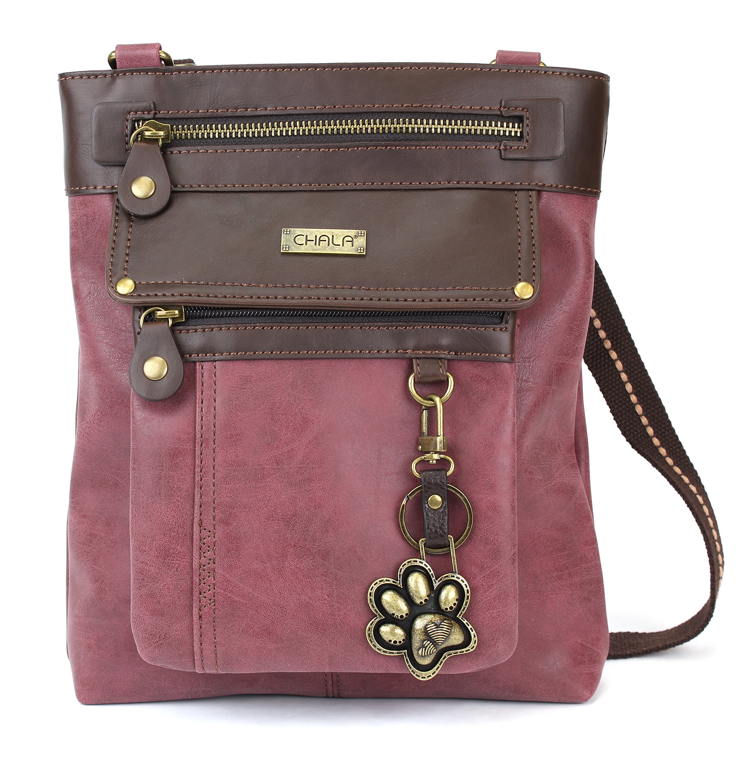 CHALA GEMINI Crossbody Bag for Women, PU Leather Messenger Purse with Adjustable Strap, Burgundy Handbag - Perfect for Work, Travel & Everyday Use