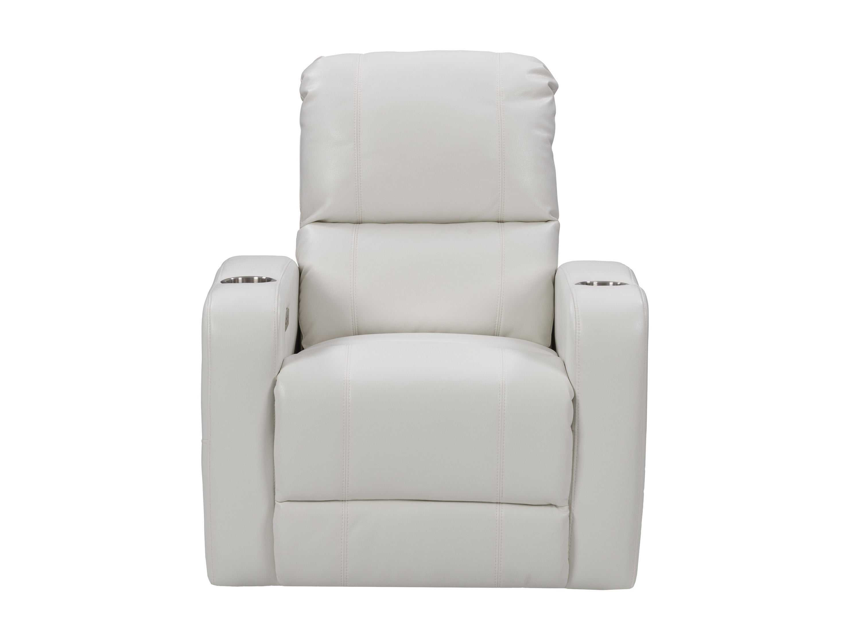 White Power Recliner Chair with Cup Holder - Comfortable Lounge Chair for Living Room, Home Theater, and Office Relaxation