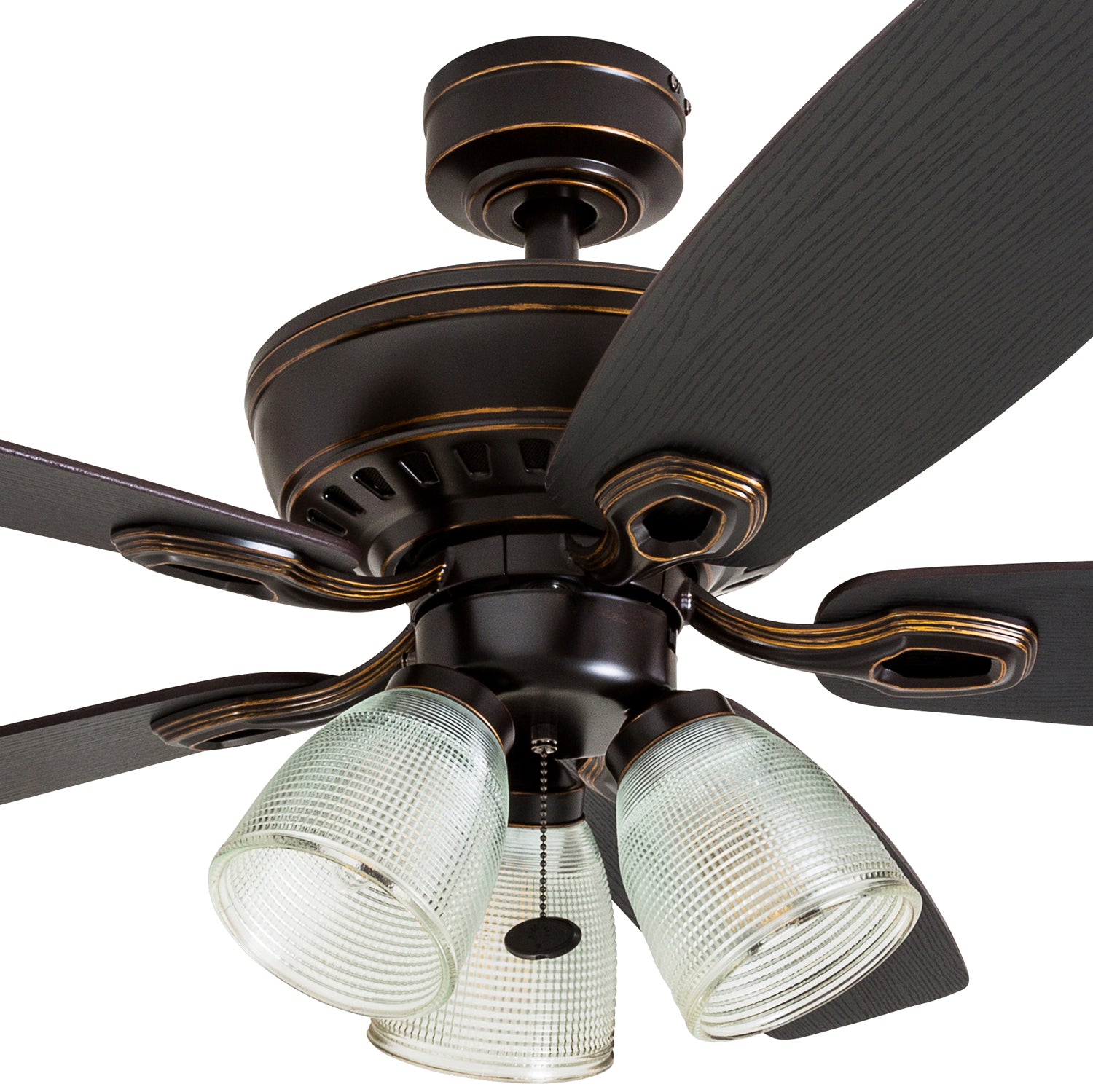 52 Inch Marston Oil Rubbed Bronze Ceiling Fan with Pull Chain - Perfect for Living Room, Bedroom & Outdoor Patio Cooling