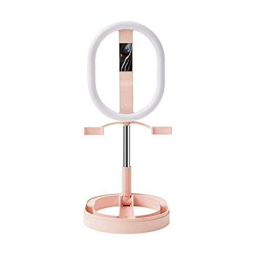 Nicfaky Adjustable Phone Stand with Selfie Ring Light - Telescopic Folding Tripod & 2 Phone Clips for Video Calls, Live Streaming & Content Creation