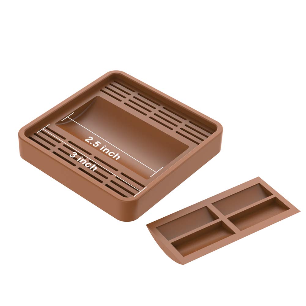 3x3 Inch Square Rubber Furniture Caster Cups - Non-Slip Silicone Floor Protectors for Chair Wheels & Furniture Legs (4 Pack, Brown) | Perfect for Hardwood Floors, Office Chairs & Home Furniture Protection