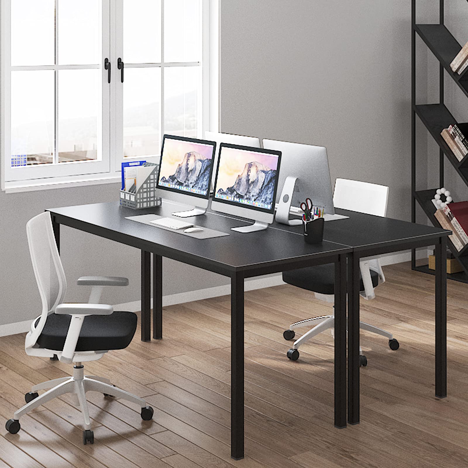 DLandHome 63 Inch Black Computer Desk - Home Office Desk, Writing Desk, Study Table, Gaming Desk Workstation for Small Spaces & Modern Workspaces