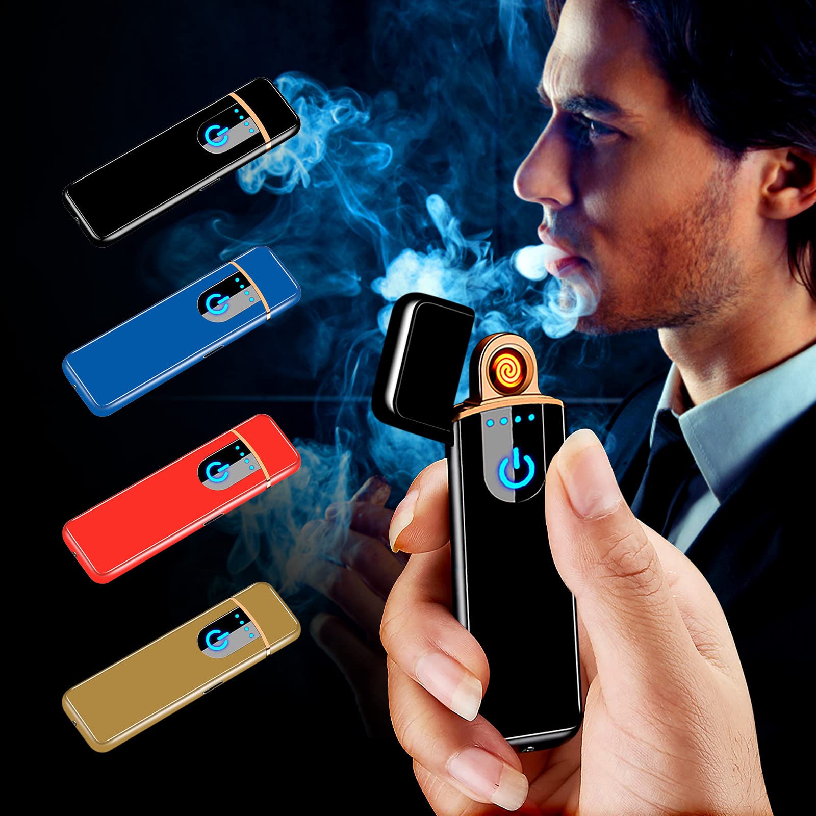USB Rechargeable Windproof Electric Lighter - Flameless Plasma Lighter for Men, Perfect Gift for Camping & Outdoors