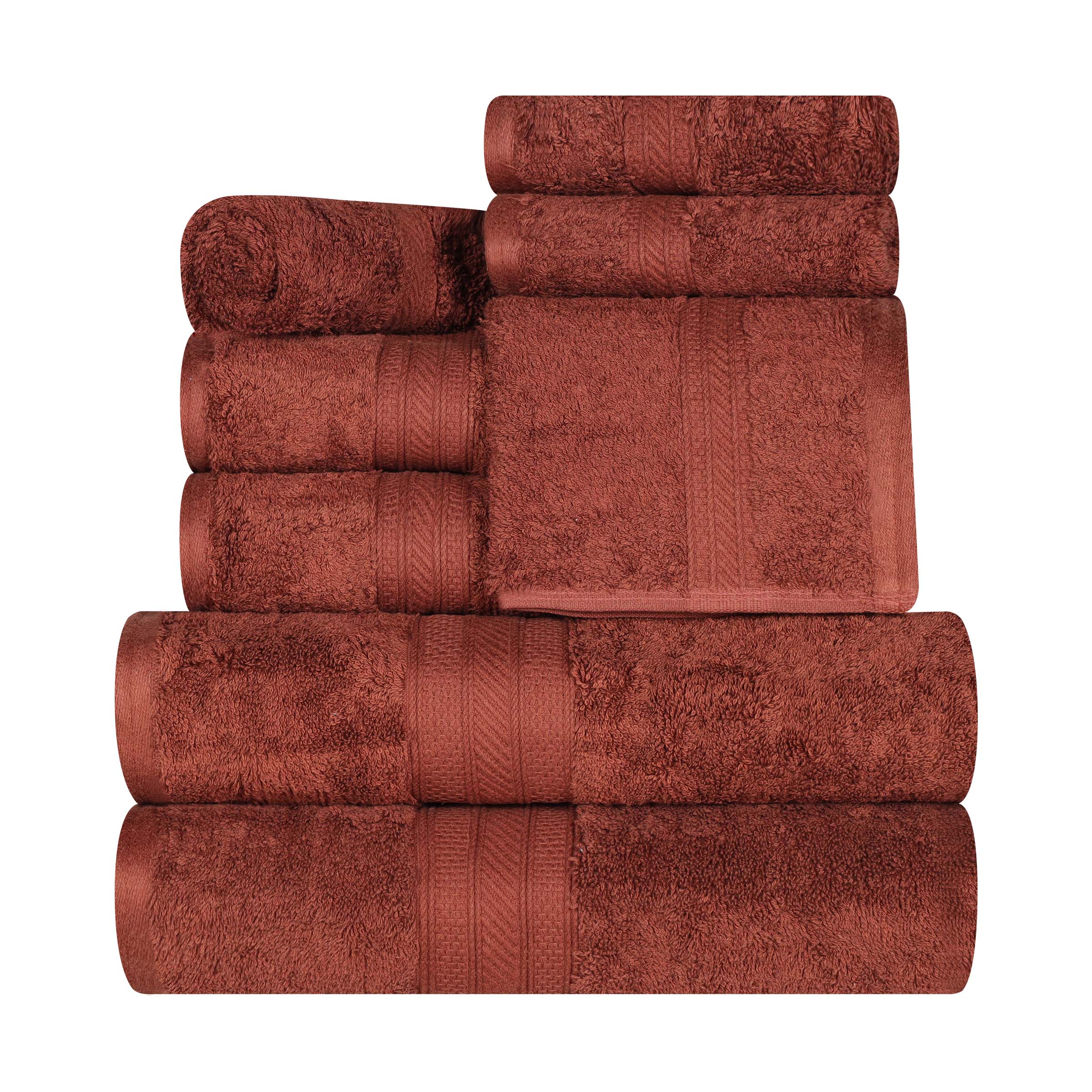 Atlas Cotton Plush Absorbent Heavyweight 8-Piece Bath Towel Set - Ultra Soft & Quick Dry for Spa, Gym, and Luxury Home Use