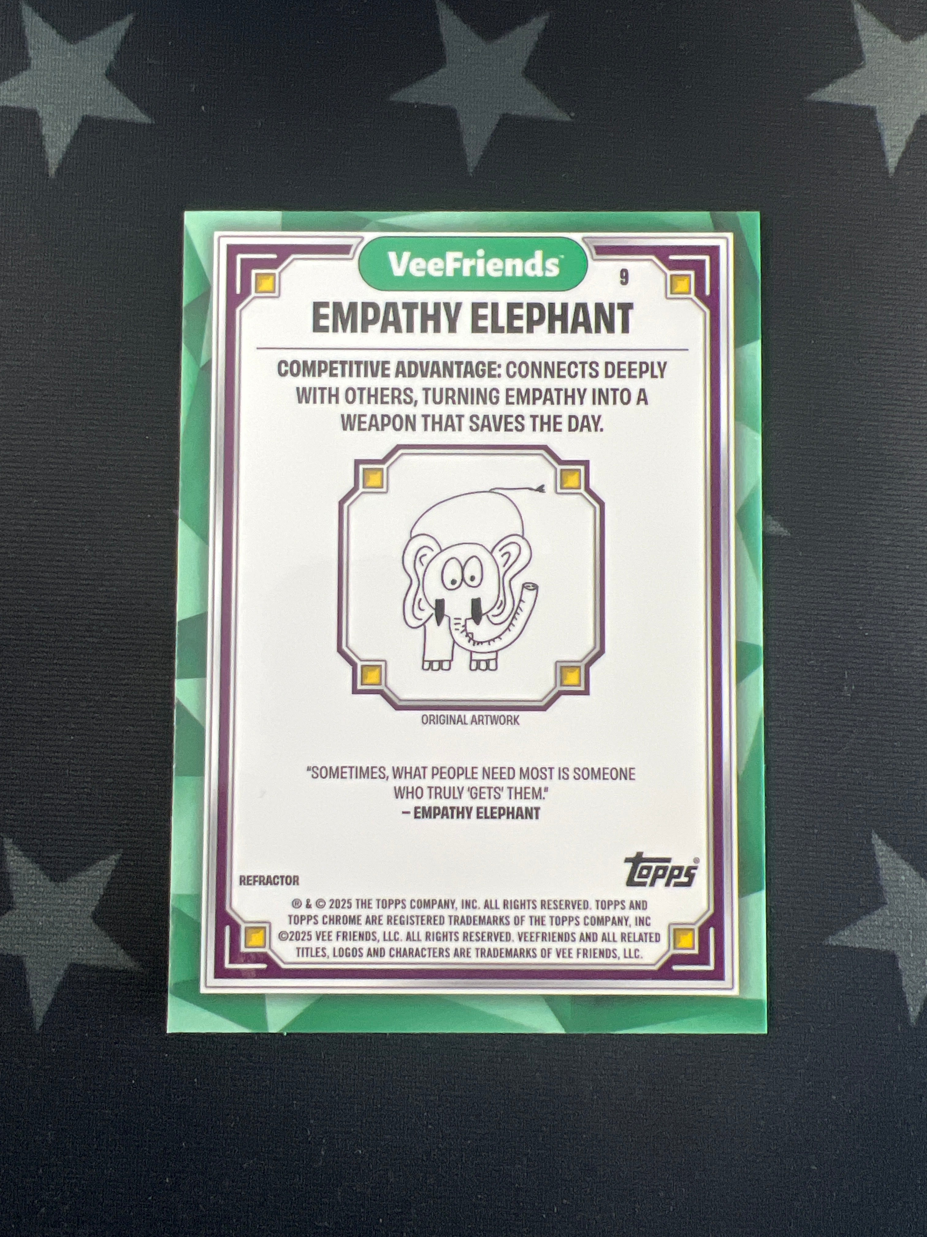 2025 Topps Chrome VeeFriends Empathy Elephant #9 Refractor Trading Card - Rare Collectible for Sports & Trading Card Enthusiasts - Perfect for Display, Collection, and Investment