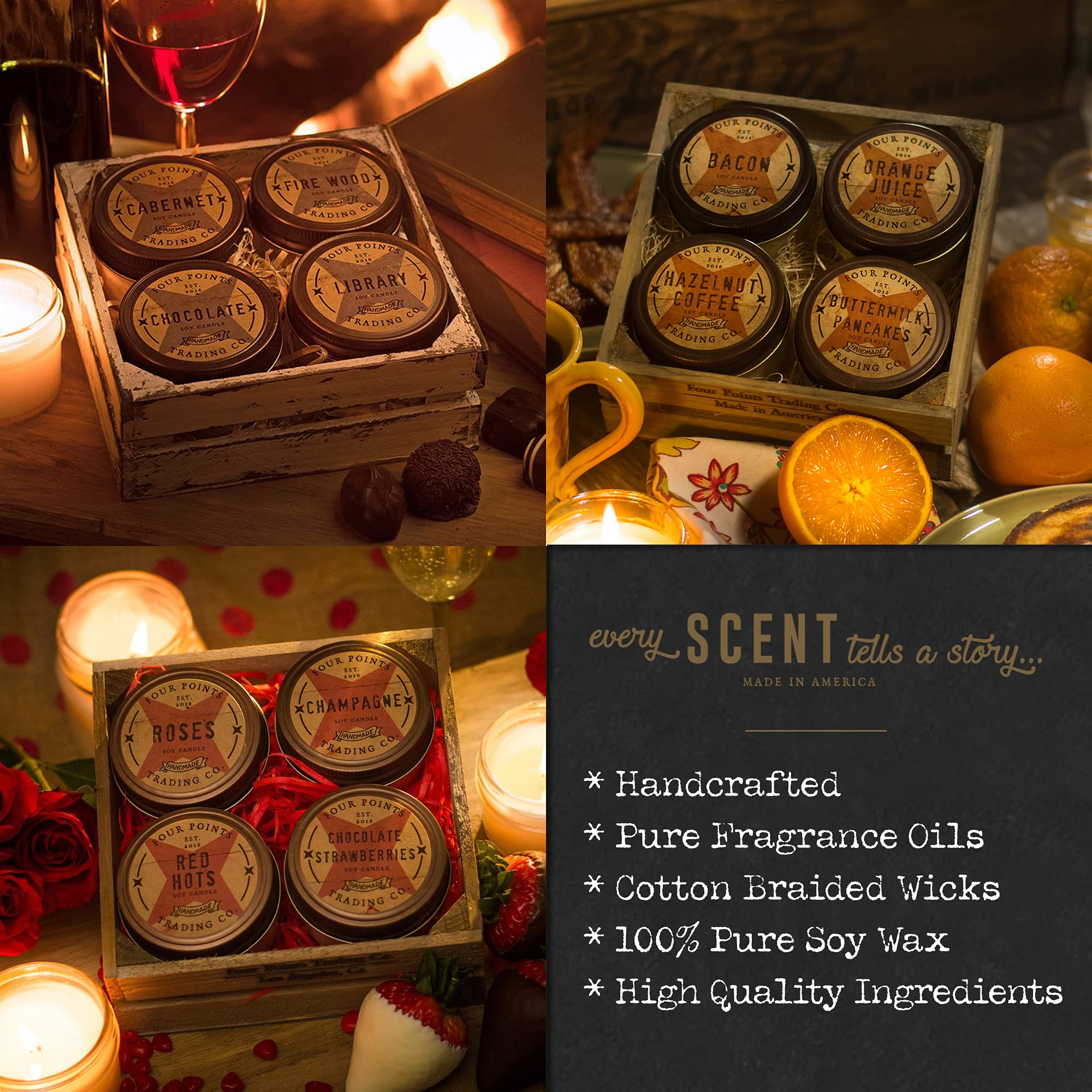 Premium Soy Aromatherapy Candles Gift Set - Coffee, Orange Juice, Pancake & Bacon Scented Candles for Relaxation, Birthday Gifts for Women, Men, Wedding, Mother's Day, Teacher Appreciation - Perfect for Home Spa, Meditation & Romantic Ambiance