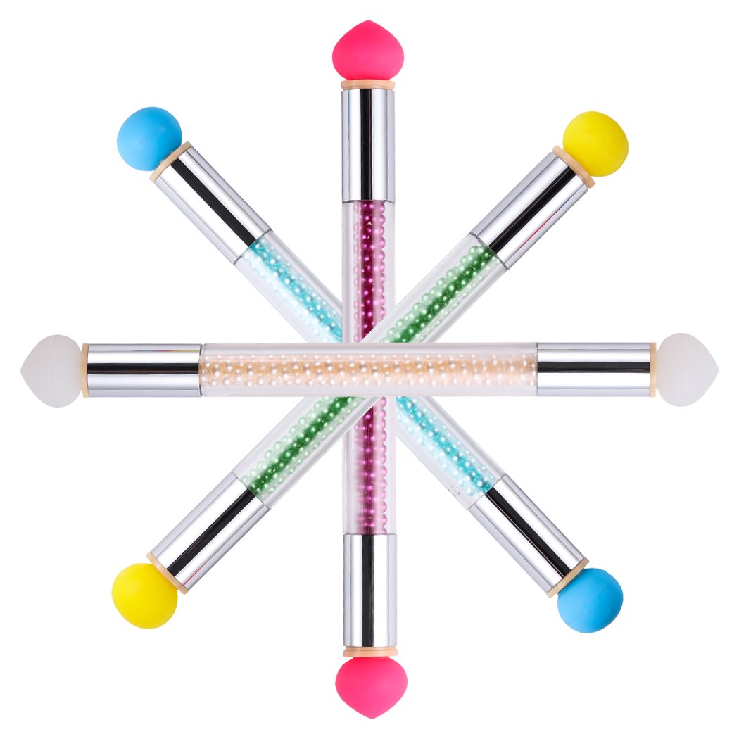 Silicone Nail Brush Set - 4 Dual-Tip Heads for Ombre & Dotting Art - Home Salon Use