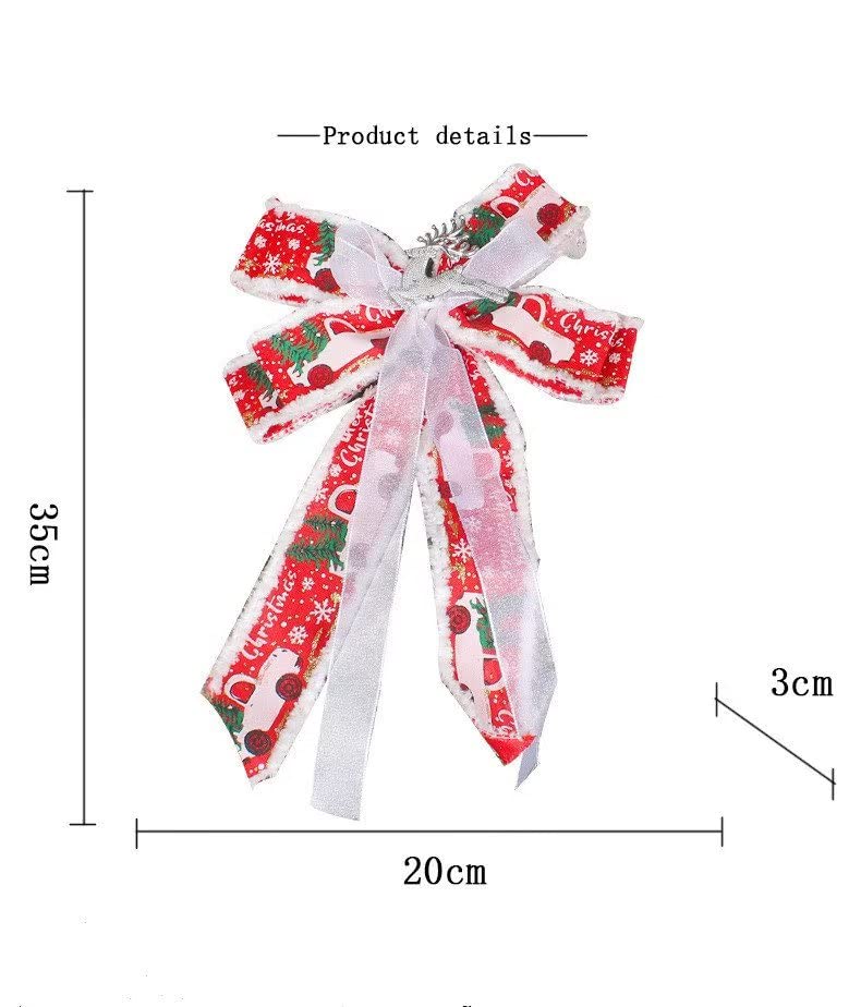 2 Pcs Christmas Bows - Elegant Holiday Wreath Bows & Xmas Tree Topper Decorations for Christmas Party, Home, Gift Wrapping & Festive Decor