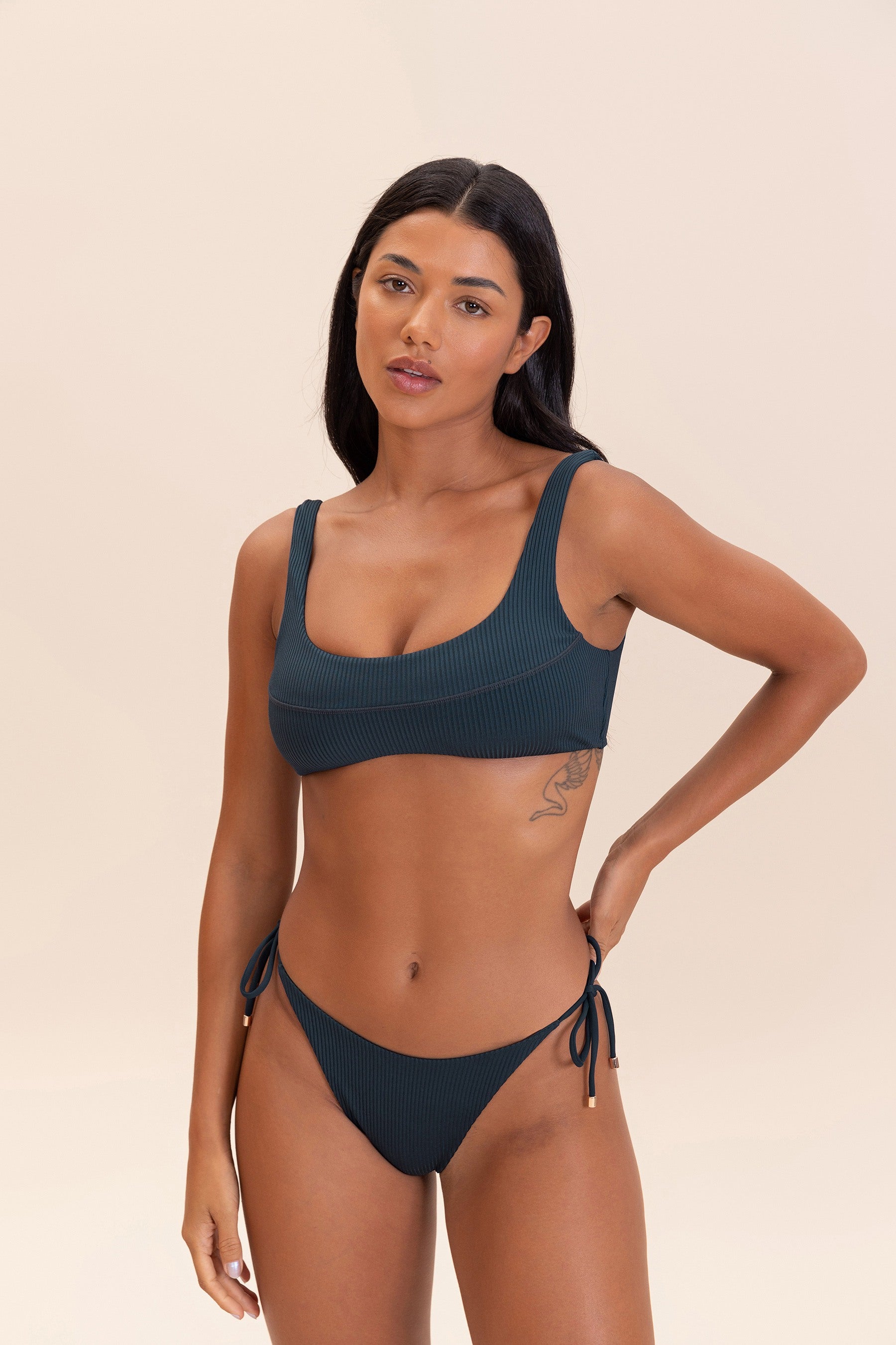 Gloss Neo Rib Curve Bikini Top - Sexy High Neck Swimwear for Women, Supportive & Comfortable Bikini Bra for Beach, Pool, and Summer Vacations
