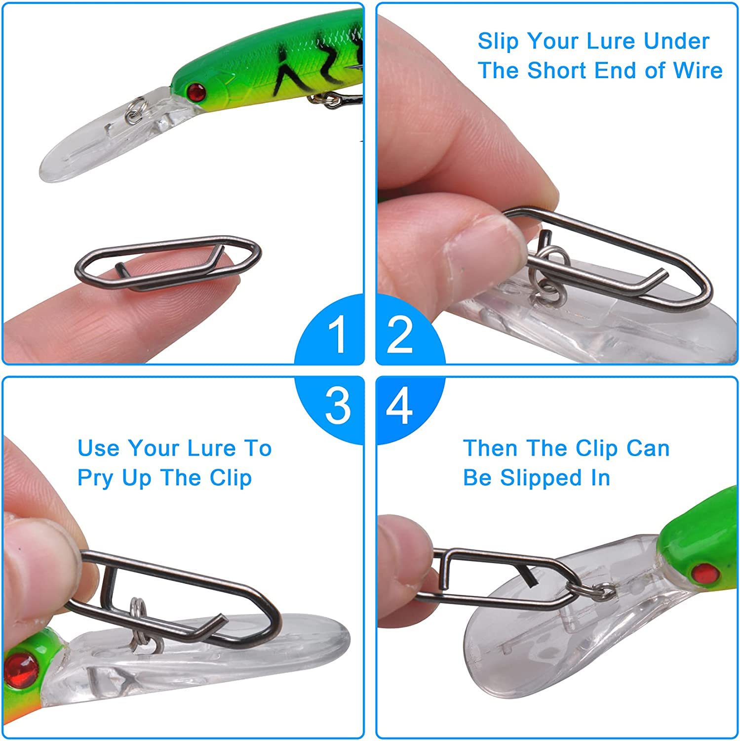 Stainless Steel Fishing Power Clips Kit - Quick Change Lure Connectors with Fast Snaps for Kayak, Drifting & Speed Fishing | Saltwater & Freshwater Angling Accessories