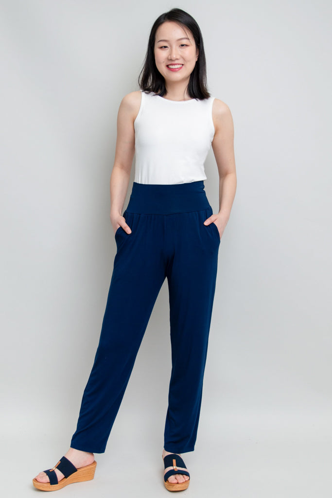 Clair Pant - Soft Bamboo Fabric Indigo Women's Pants | Comfortable Lounge Wear for Yoga, Travel & Everyday Casual Outfits