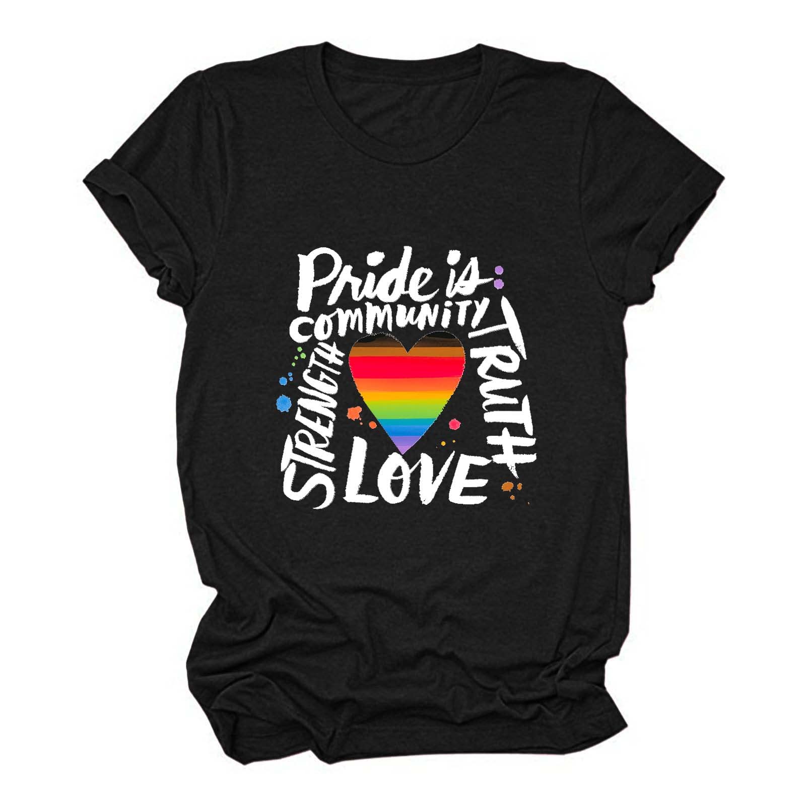Colorful Rainbow Printed Women's Casual Short Sleeve Pullover Tops - Letter Graphic Tees & Basic Tunic Blouses for Everyday Wear, Summer Outfits and Street Style Fashion
