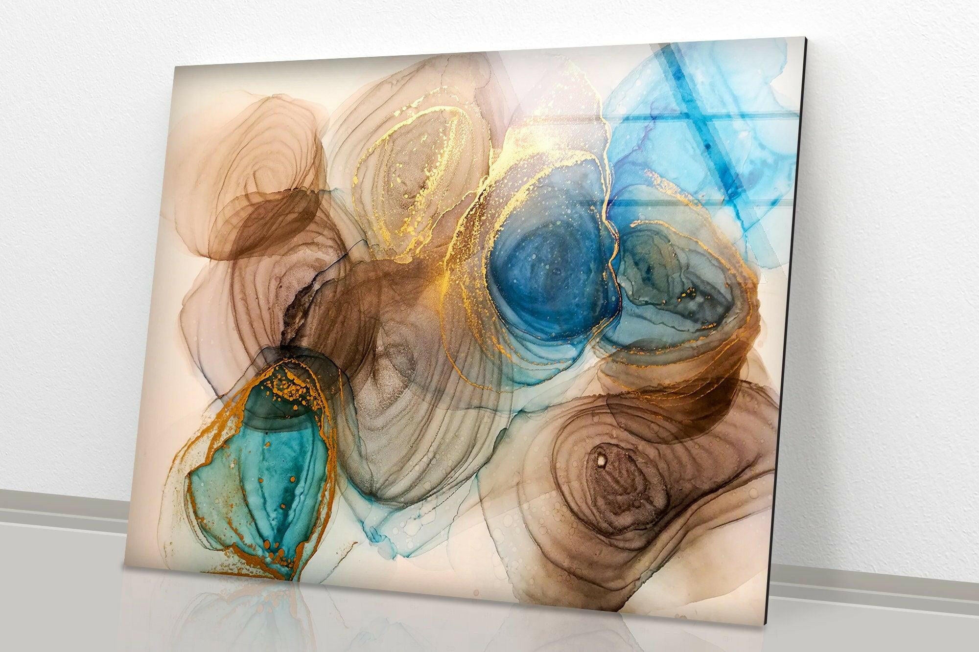 Vibrant Oil Water Abstract Glass Wall Art - Modern Home Decor for Living Room, Bedroom & Office