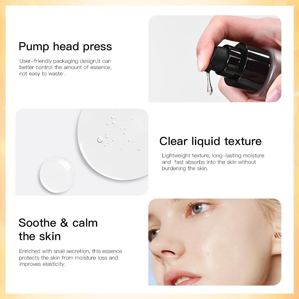 100ML Snail Mucin Serum for Face - Advanced Snail 96 Mucin Power Essence with Hyaluronic Acid | Dark Spot Repair, Hydration & Moisture Boost | Improve Skin Vitality & Elasticity | Perfect for Dry, Sensitive & Aging Skin Care Routine