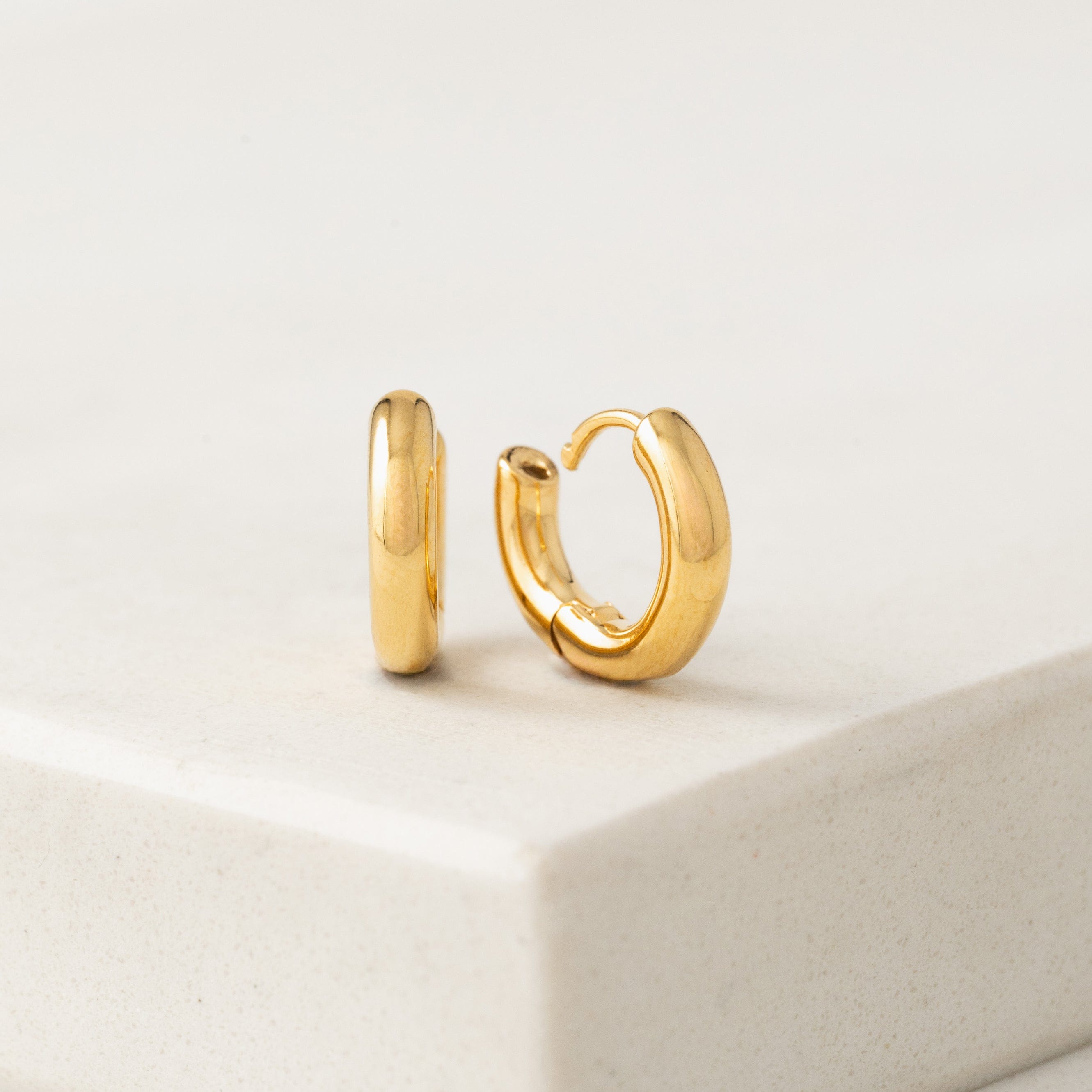 Small Puff Hoop Earrings for Women - Lightweight Dainty Gold Plated Huggie Hoops - Trendy Minimalist Jewelry for Everyday Wear, Date Night & Gifts