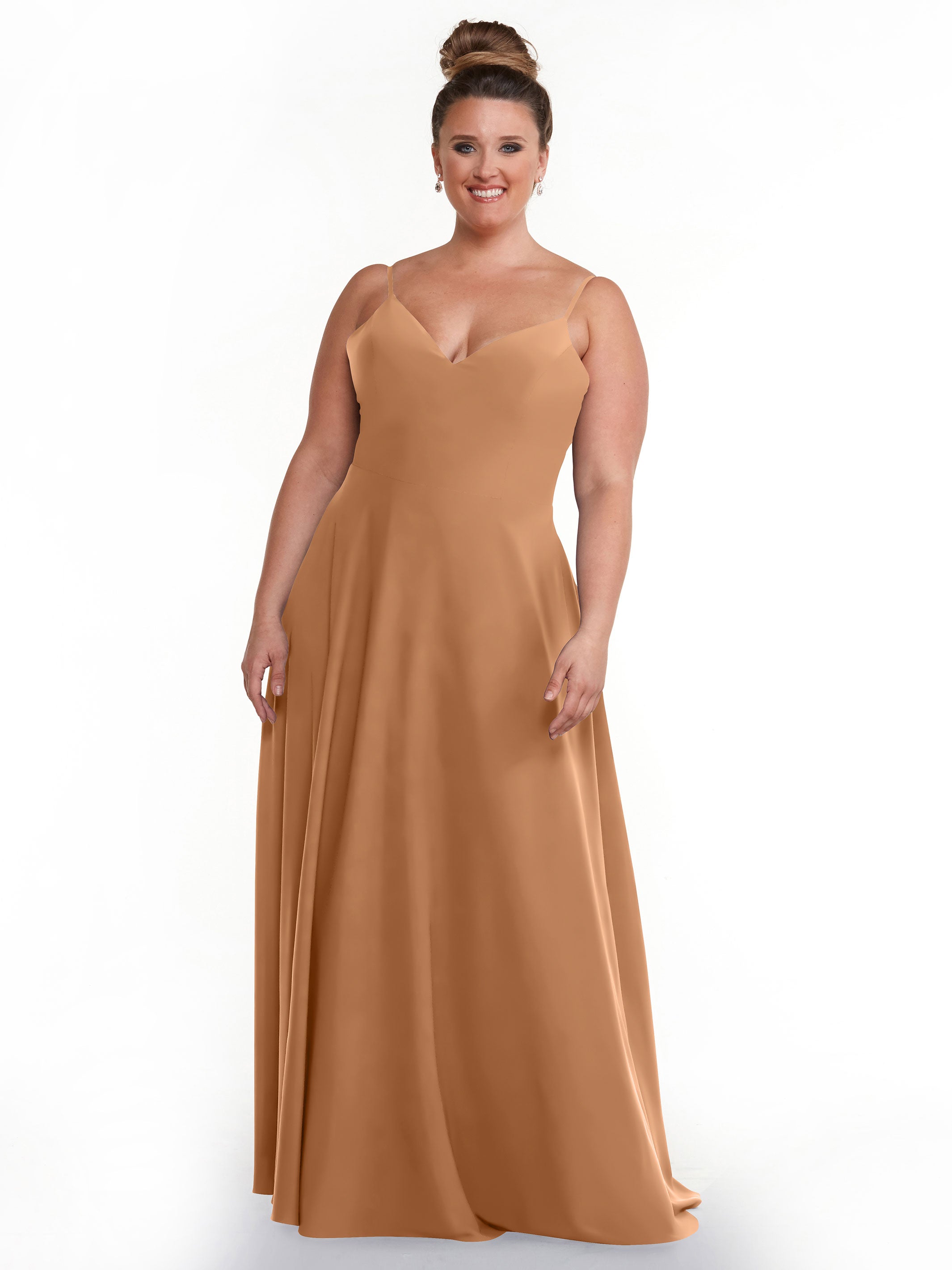 Elegant 83012 Flowy Stretch Chiffon A-Line Bridesmaid Dress with V-Neck - Perfect for Weddings, Parties & Formal Events