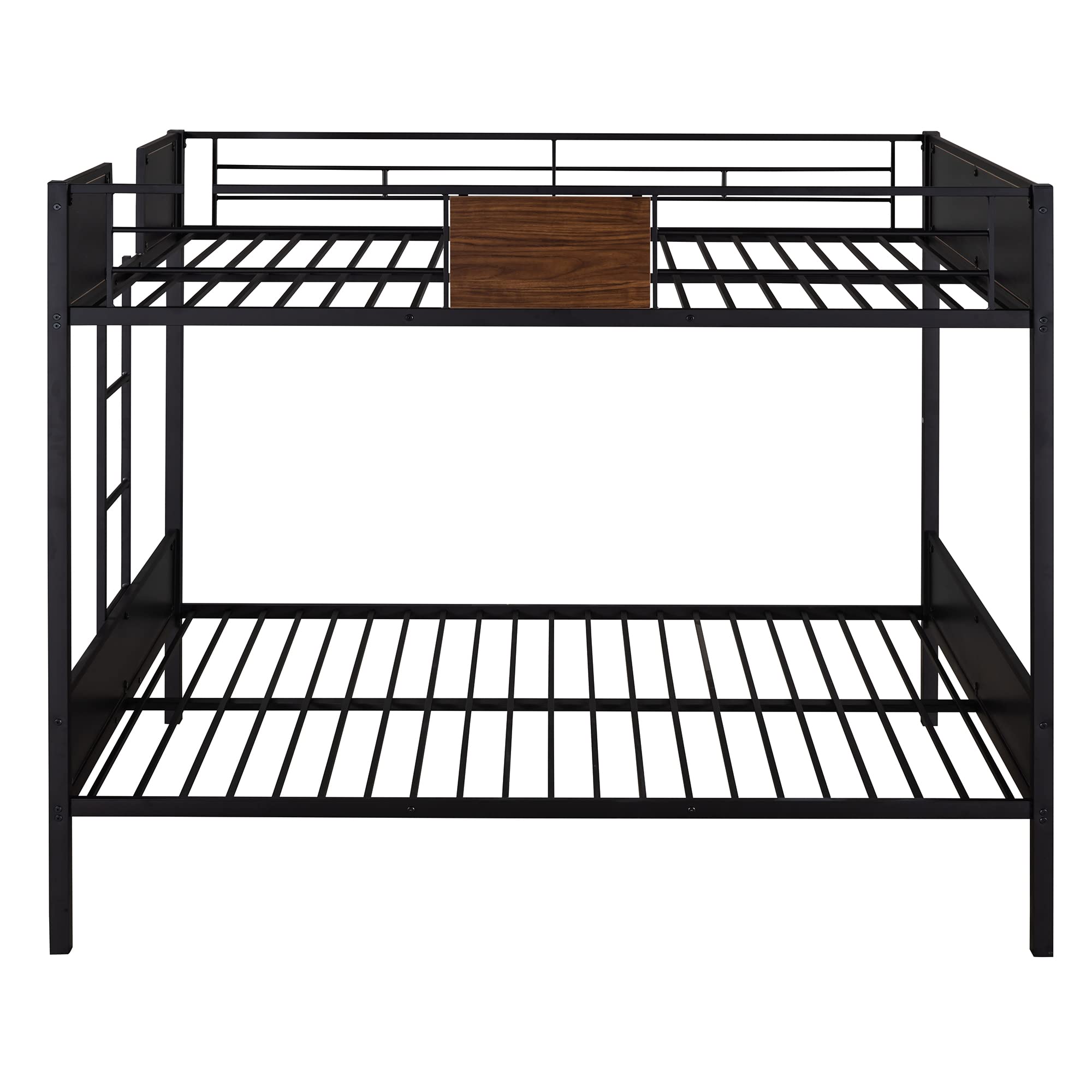 Sturdy Metal Bunk Bed with Built-in Ladder | Full Over Full Size Bed Frame with Safety Guardrails | Space-Saving Dorm & Bedroom Furniture | Under Bed Storage Design | Ideal for Kids Rooms, Guest Rooms & Small Spaces (Black)