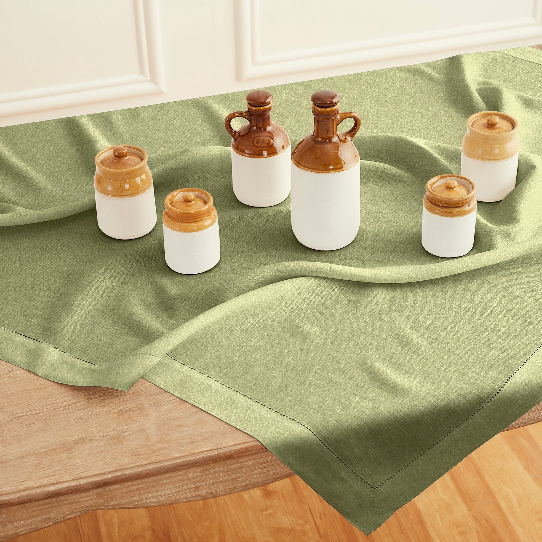 Classic Hemstitch Table Throw - Elegant Linen Table Runner for Dining Room Decor, Wedding & Holiday Table Settings