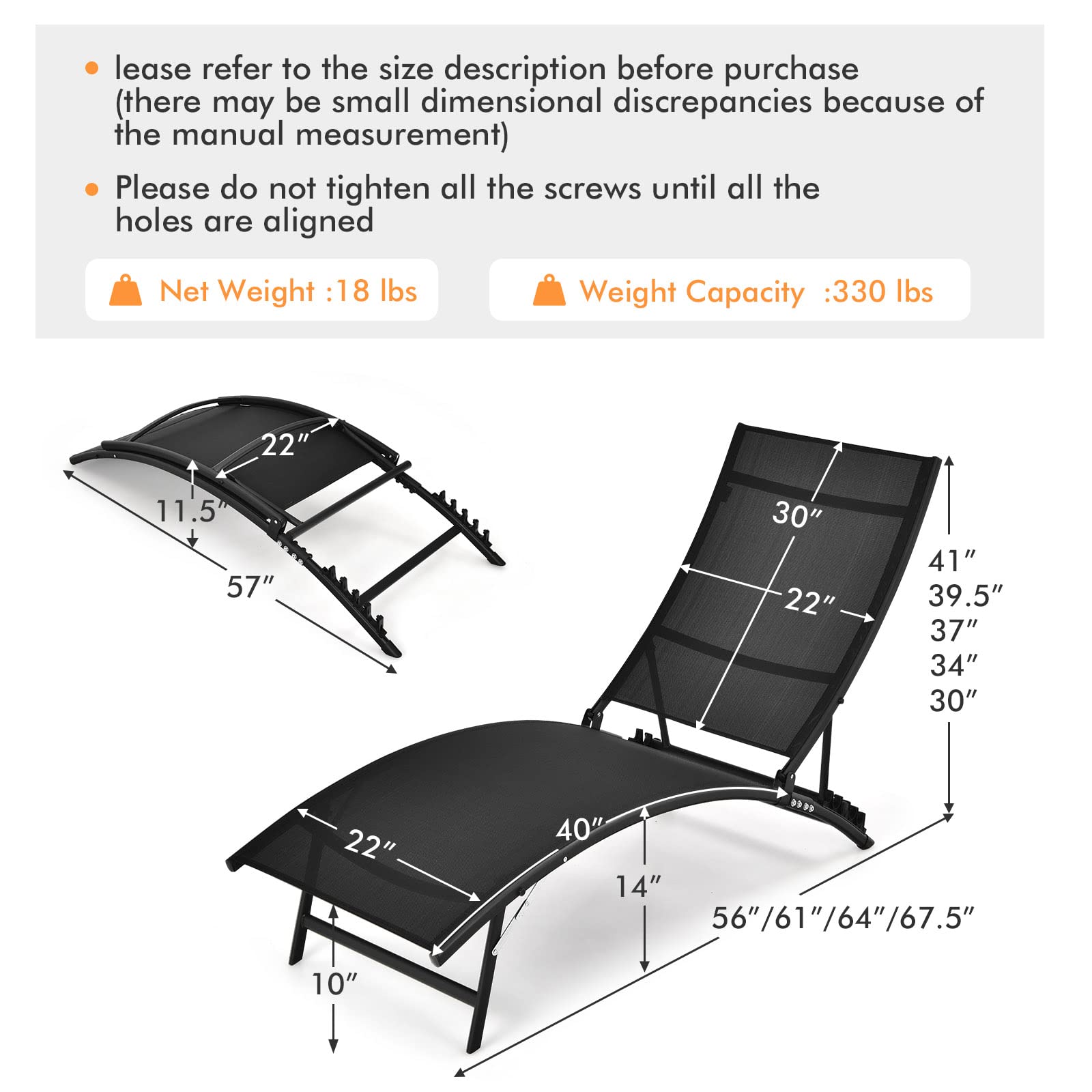 Giantex Outdoor Chaise Lounge Set of 2 - Foldable Pool Lounge Chairs with 5-Position Adjustable Backrest, Quick-Drying Fabric - Patio Lounger for Backyard, Beach, Lawn & Sunbathing - Perfect for Poolside Relaxation, Summer Vacation & Outdoor Lounging (Black)