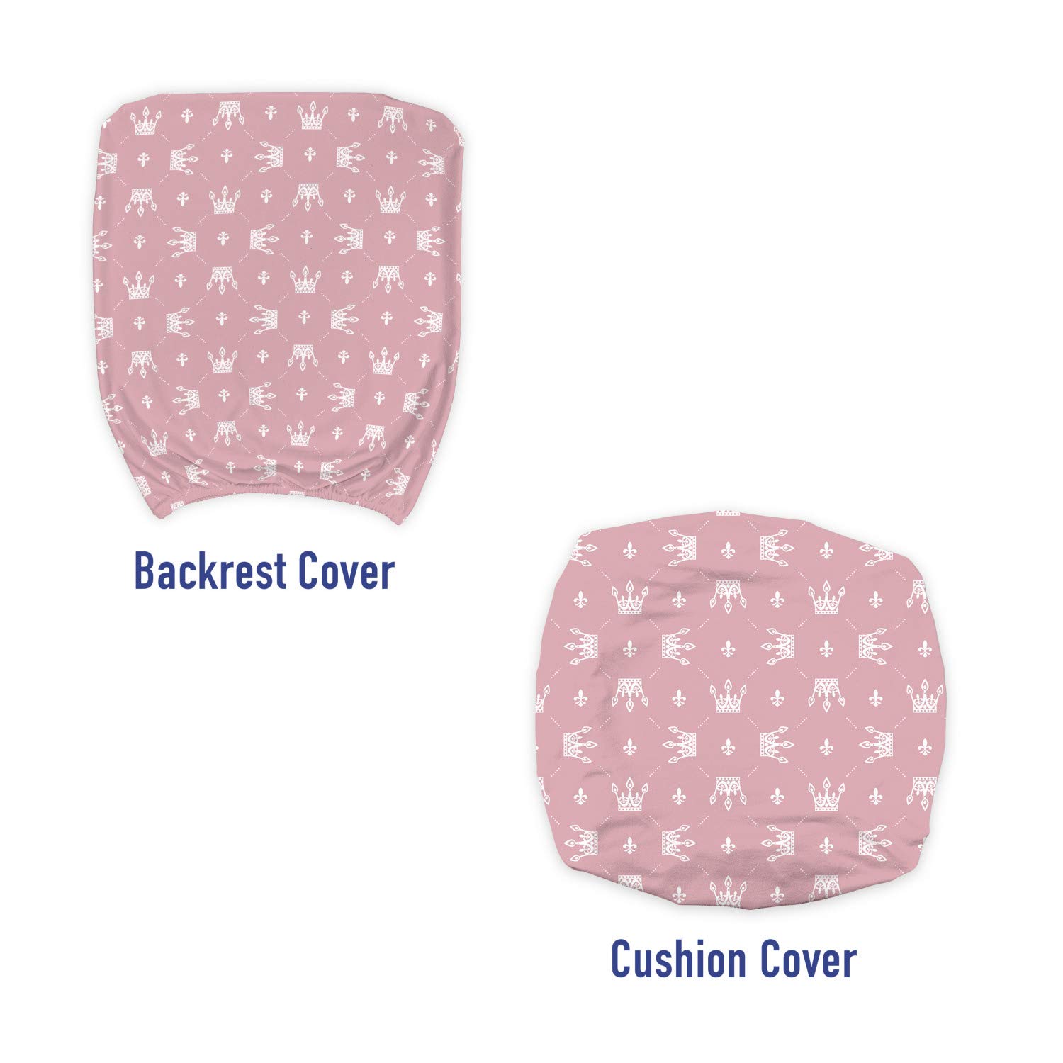 Ambesonne Royal Office Chair Slipcover - Retro Style Stretch Fabric Cover with Cartoon Crowns & Fleur De Lis Pattern, Standard Size (Rose White) | Perfect for Home Office, Gaming Chair, or Dining Room Decor