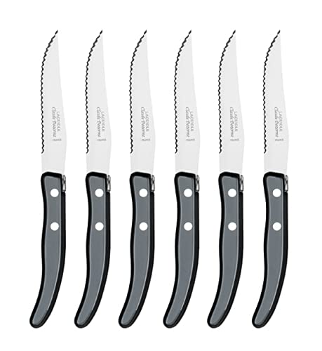 Premium Laguiole Berlingot 6-Piece Steak Knife Set in Elegant Grey Gift Box - Perfect for Fine Dining, BBQ Parties & Gourmet Kitchen Essentials