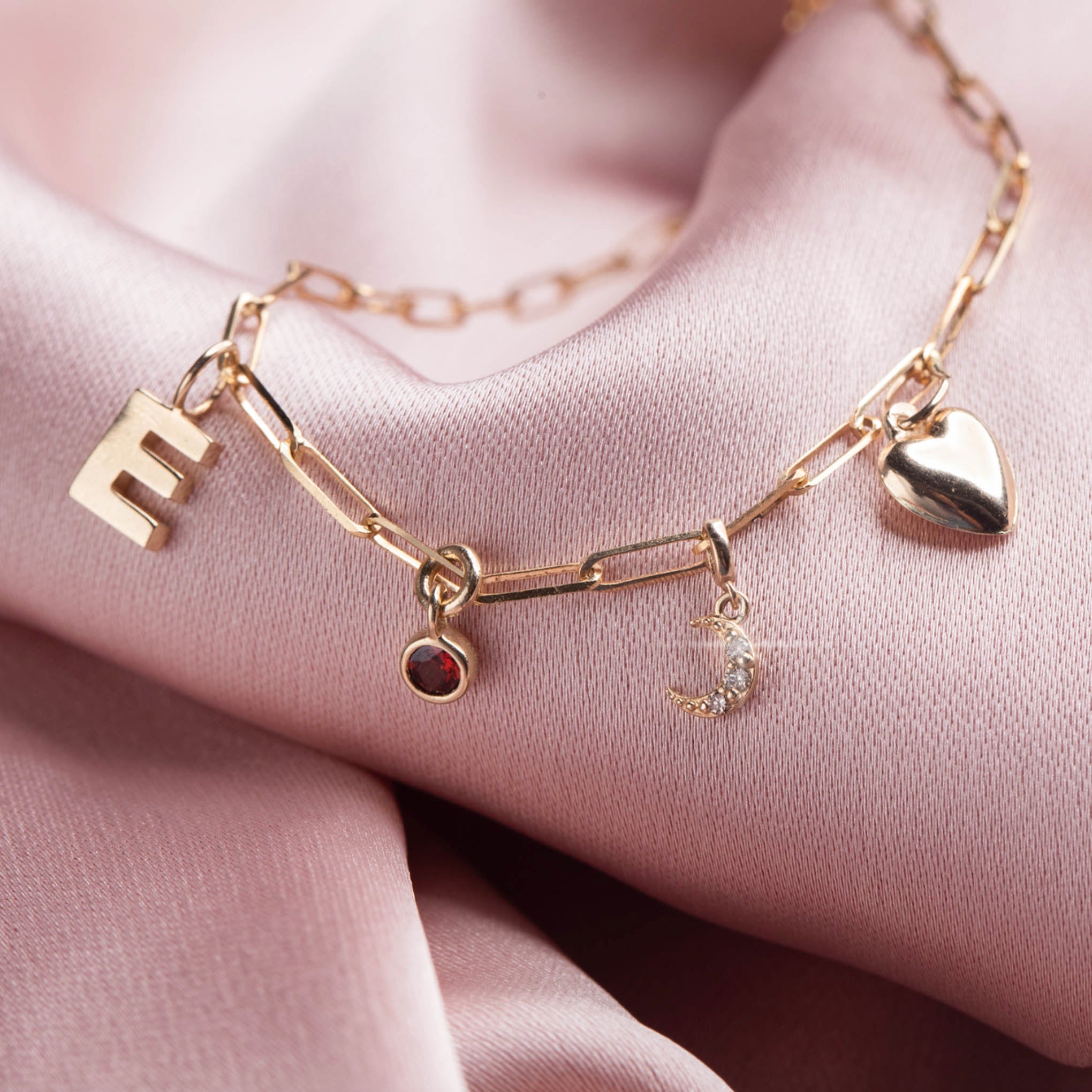 14K Gold Customizable Charm Paperclip Bracelet for Women - Elegant Layering Jewelry for Everyday Wear & Special Occasions