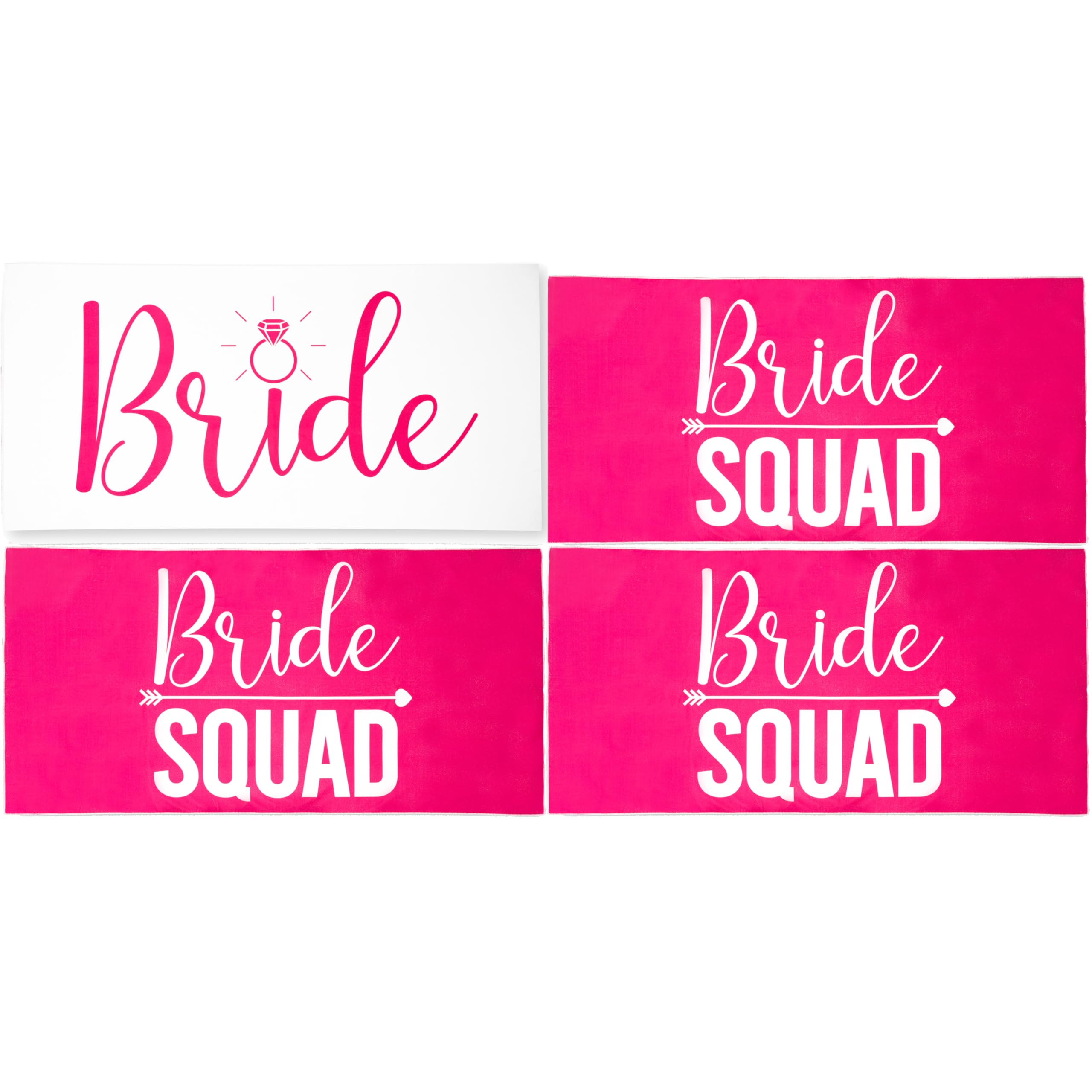 4 Pack Bride Squad Towels - Pink Bachelorette Party Beach Towels for Bridesmaids (60