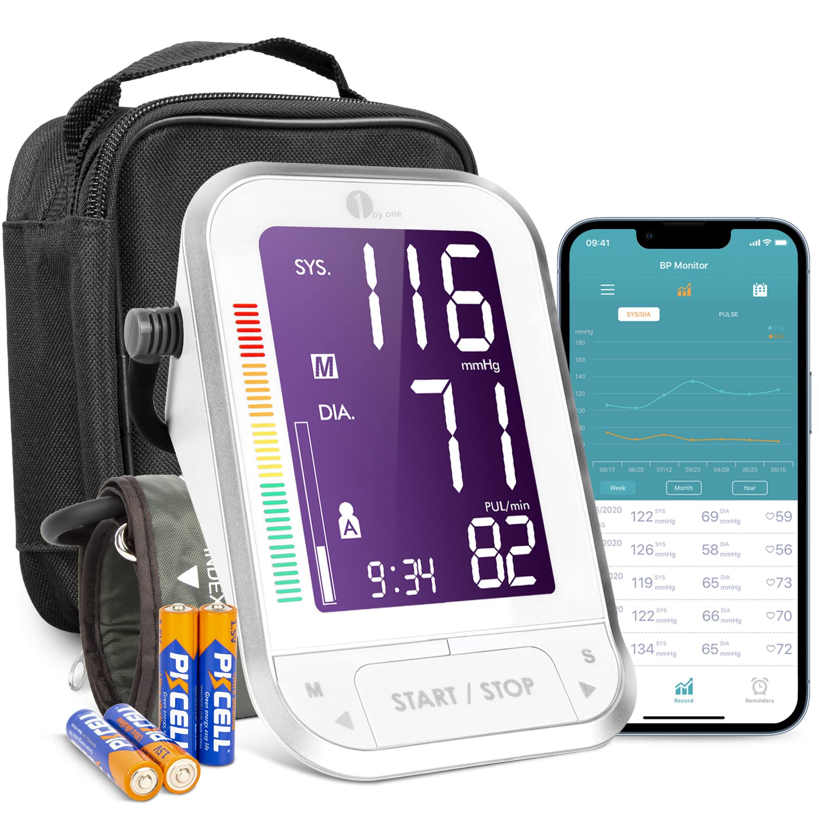 1 BY ONE Bluetooth Blood Pressure Monitor - Large Cuff, Digital Automatic BP Machine with 120 Memory & Cloud Storage for Home Health Tracking
