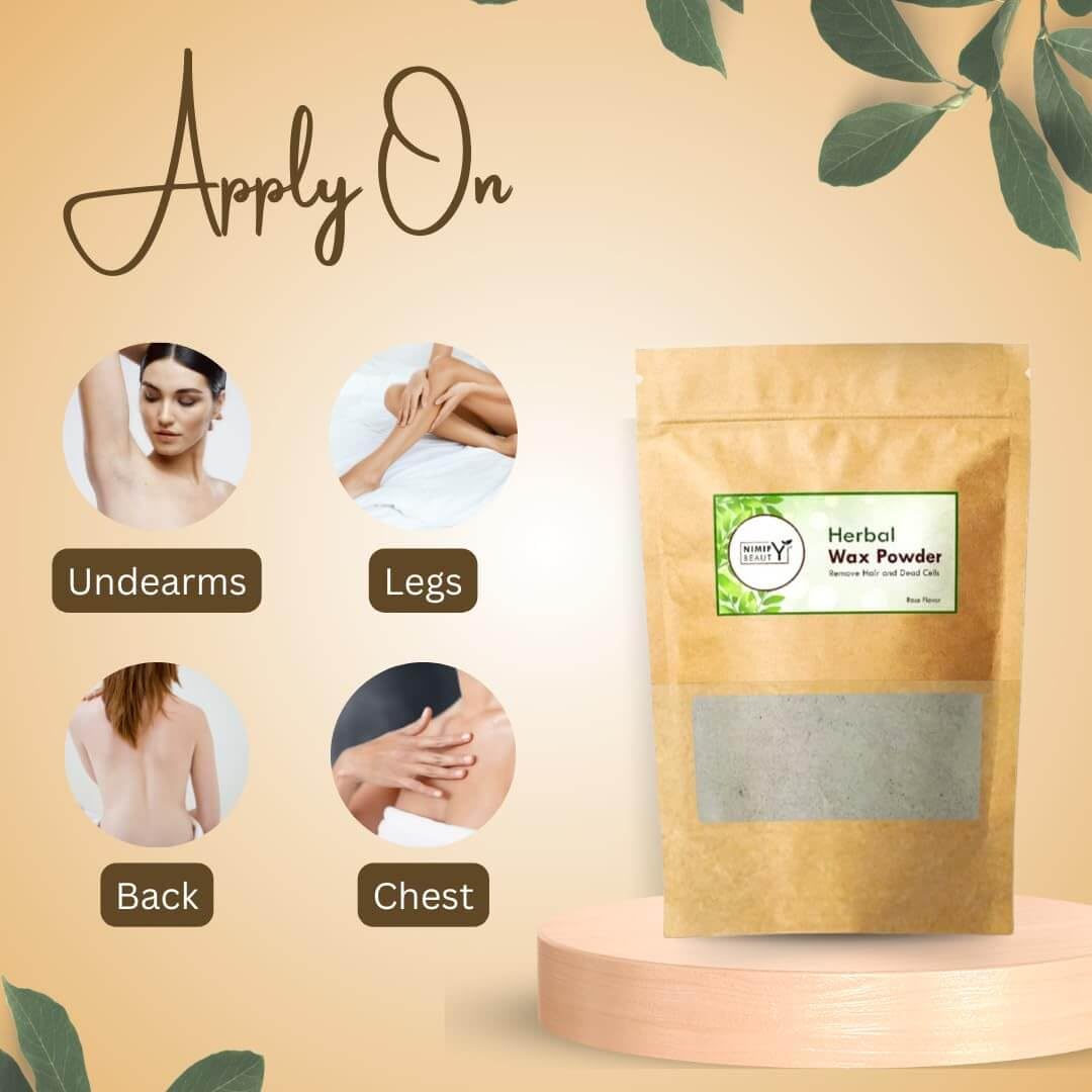 Organic Herbal Wax Powder & Hair Removal Powder - 5 Min Instant Painless Natural Waxing for Hands, Legs, Underarms & Bikini Line | At-Home Hair Removal Solution for Smooth Skin