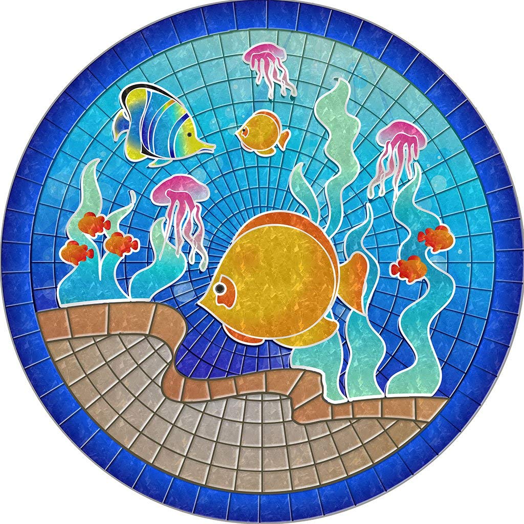 Tropical Fish Pool Mosaic - 59-Inch Decorative Wall Art for Aquariums & Home Decor | Perfect for Living Rooms, Bedrooms, and Office Spaces