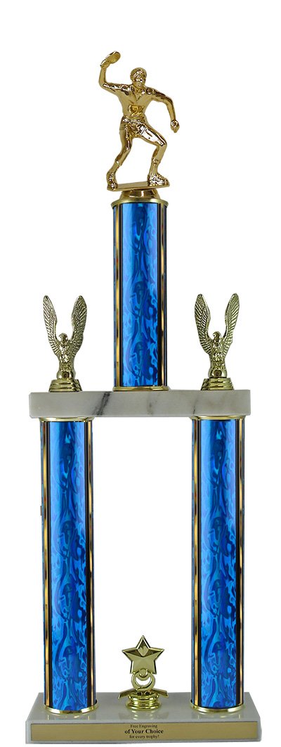 22 Inch Double Column Ping Pong Trophy for Table Tennis Tournaments & Awards - Perfect for Sports Events, Competitions, and Recognition Ceremonies