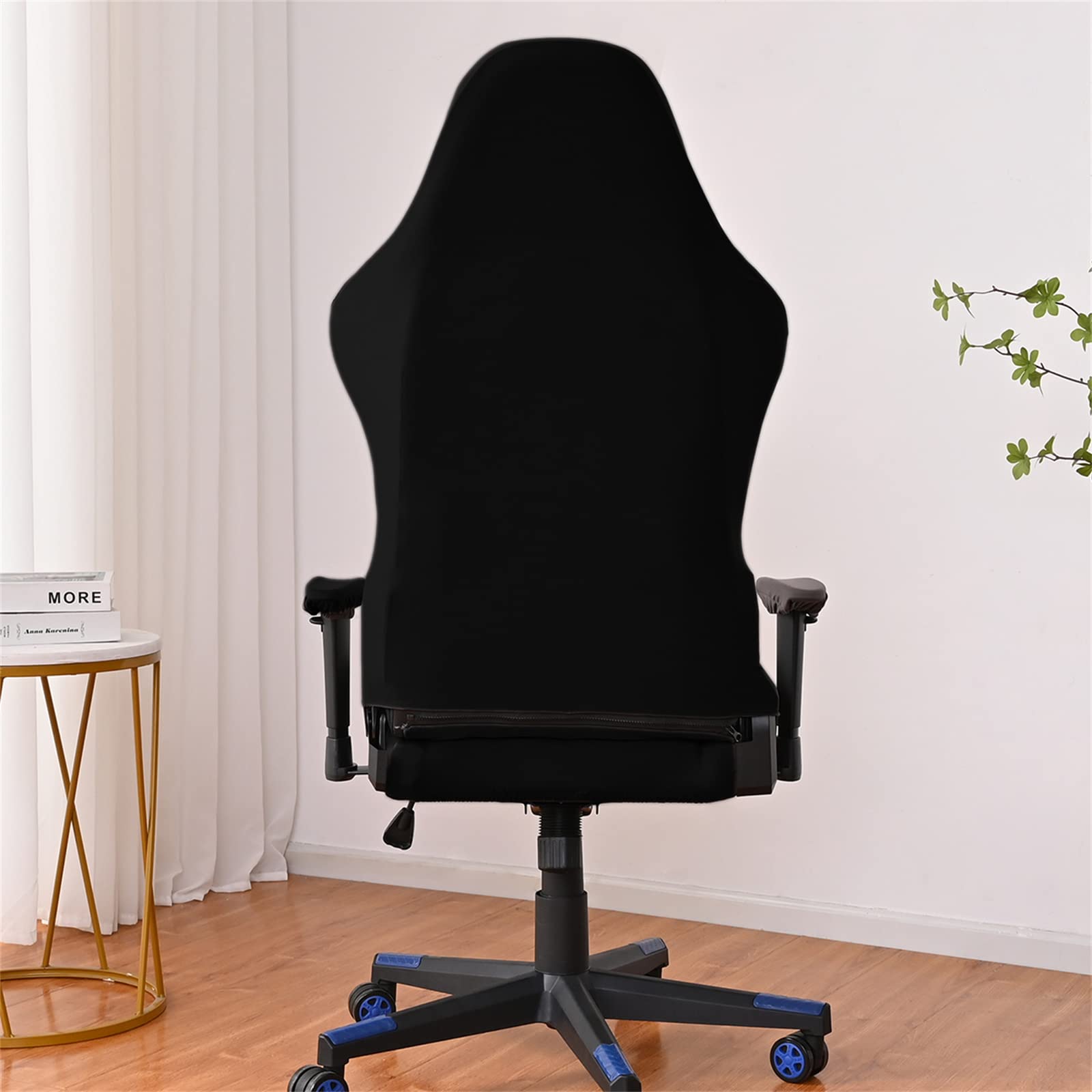 Premium Gaming Chair Cover with Armrest Covers - Stretchable Computer & Office Desk Chair Protector - Soft Polyester Fabric - Universal Fit for Rotating Armchairs (Black) - Perfect for Home Office, Gaming Setup & Workspace Protection